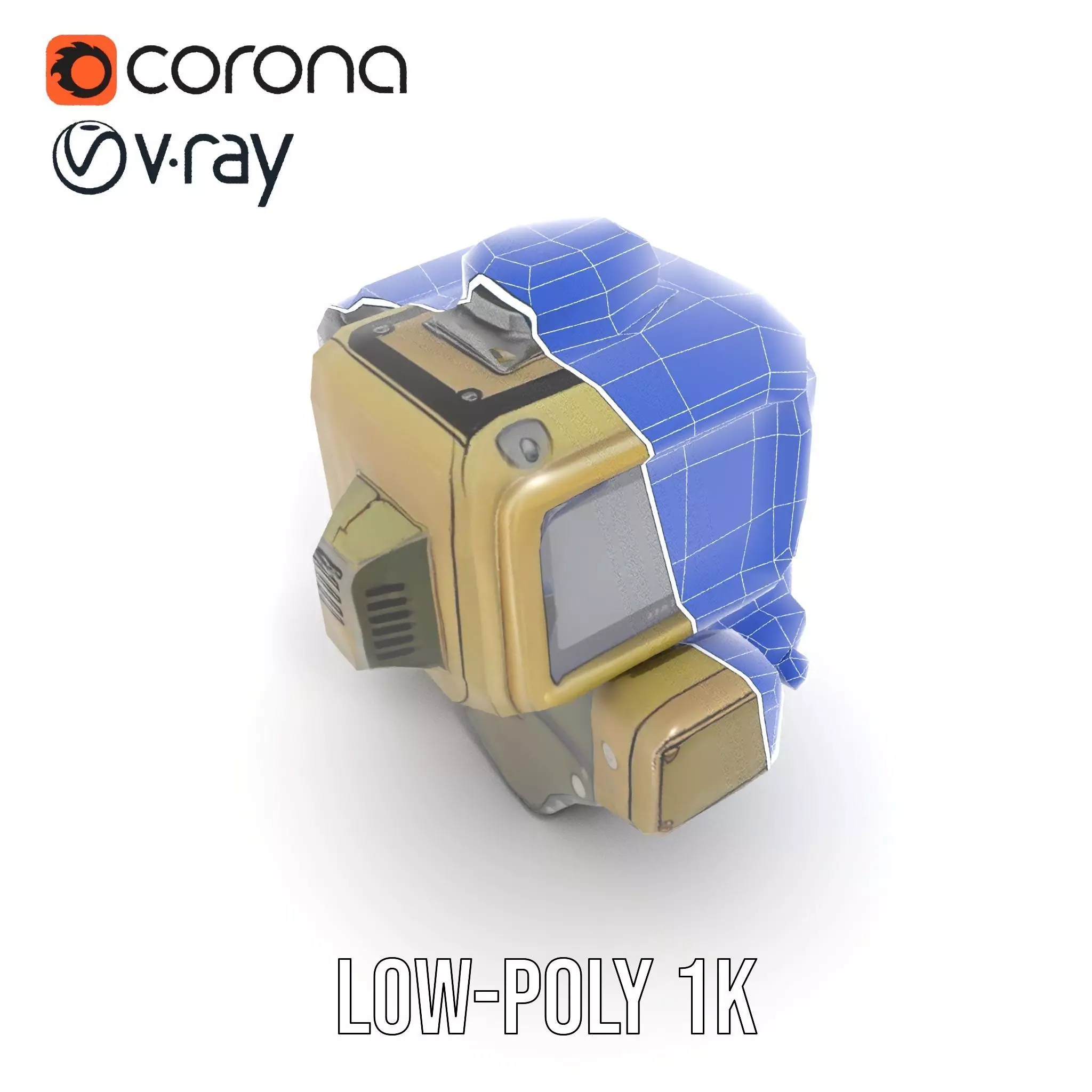 Retro Futuristic Wrist Gadget model pack with Interactive Screen Low-poly 3D model_22