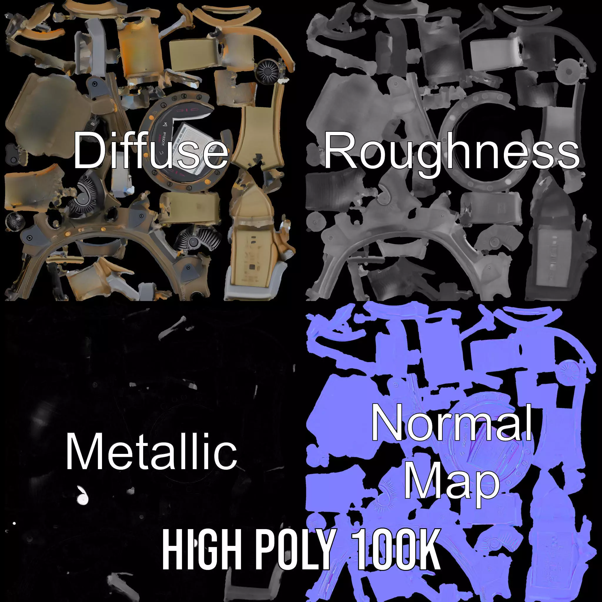 Futuristic Tactical Watch Model Pack Low-poly 3D model_4