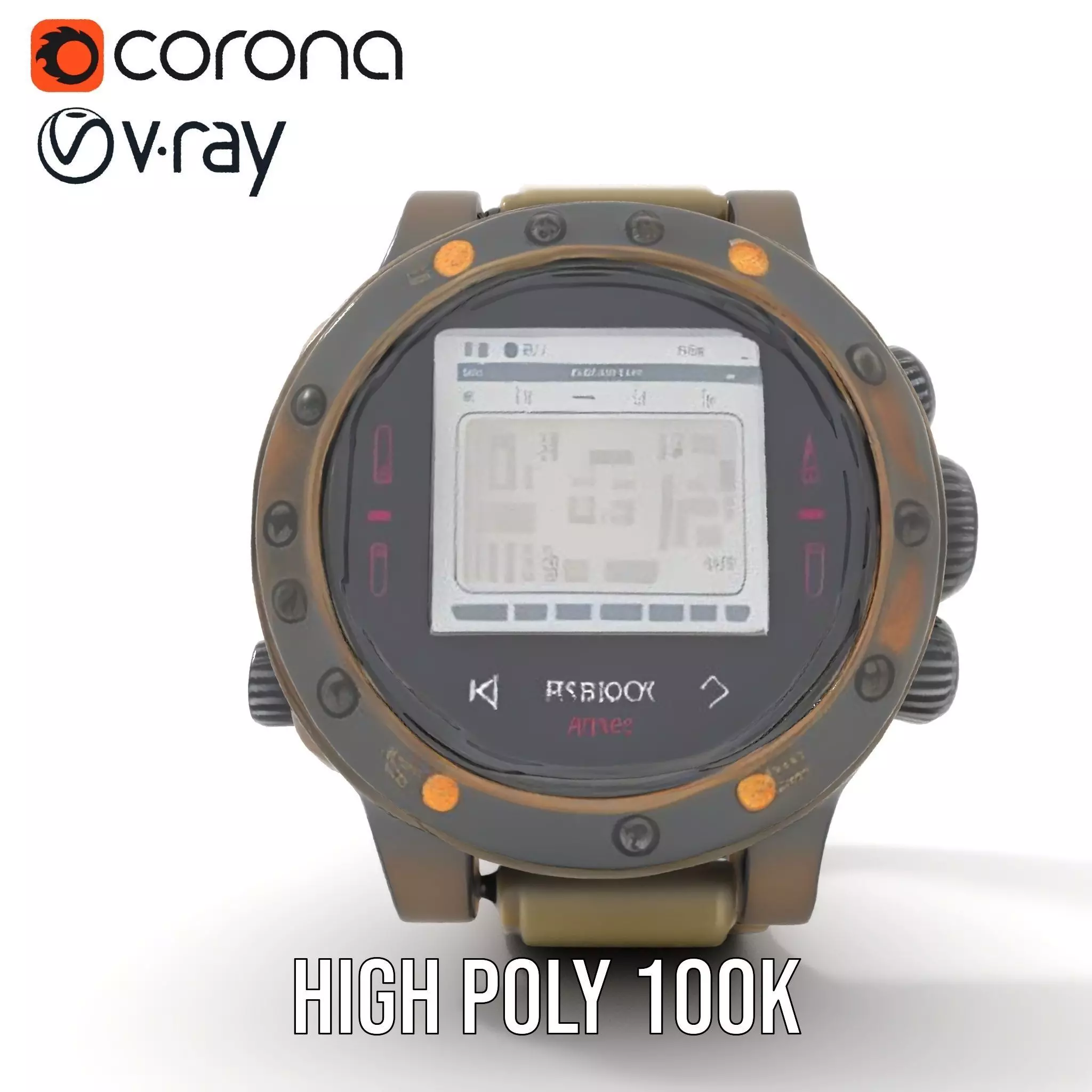 Futuristic Tactical Watch Model Pack Low-poly 3D model_16