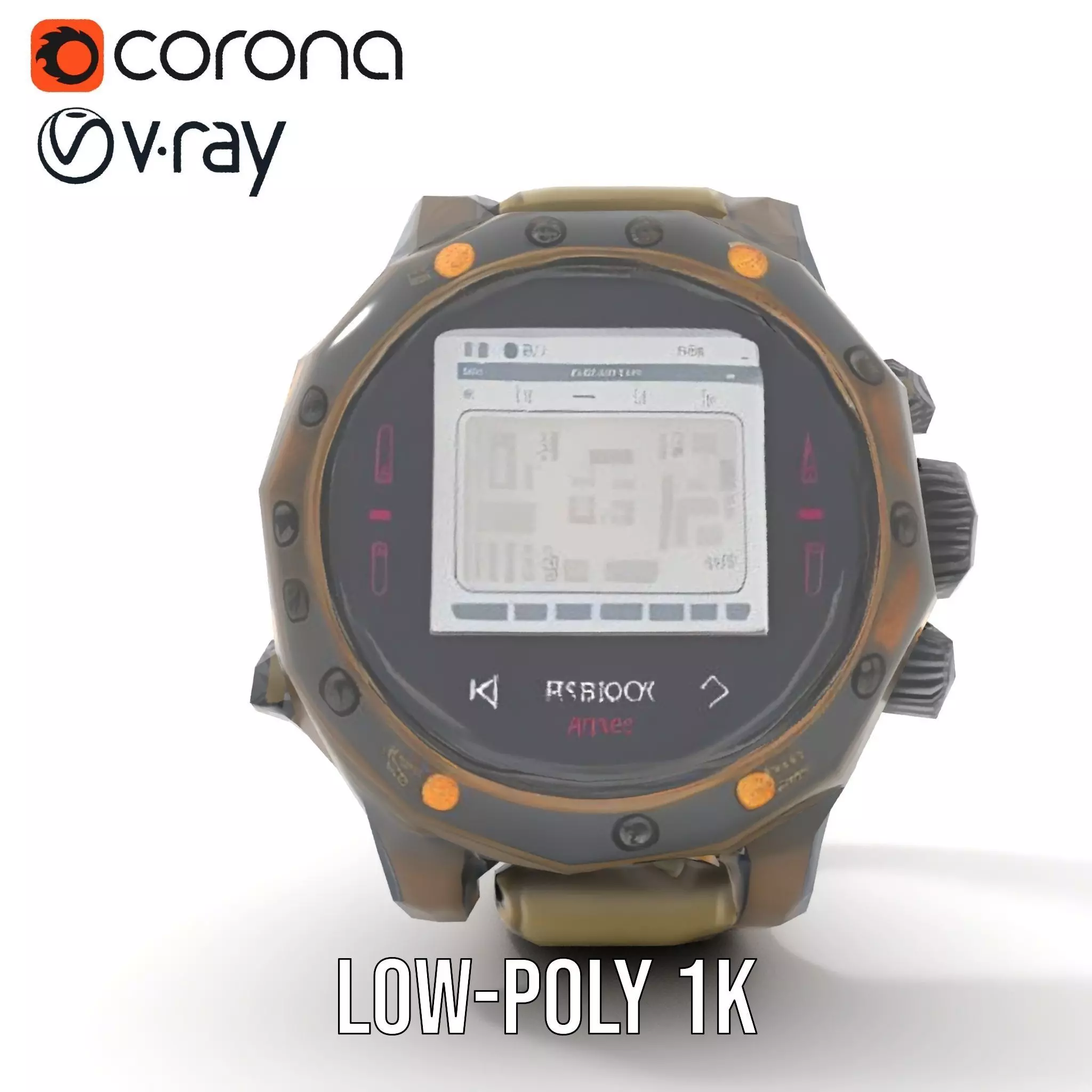 Futuristic Tactical Watch Model Pack Low-poly 3D model_23