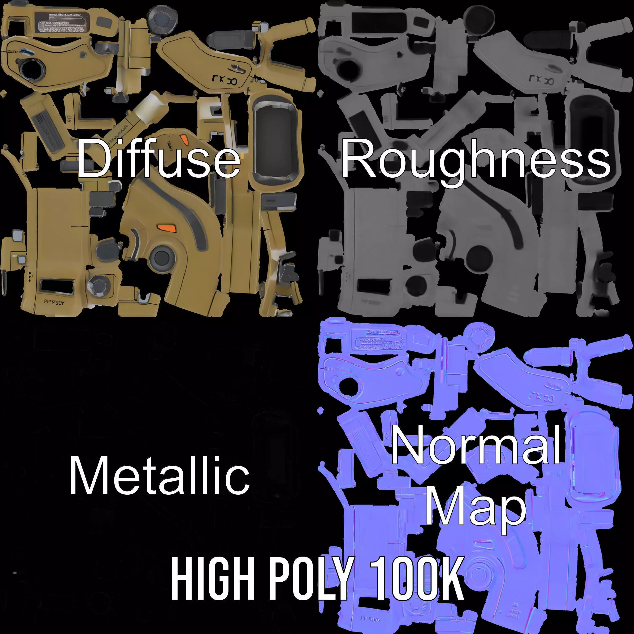 Pip Boy Model Pack  Advanced Wearable Device Low-poly 3D model_3