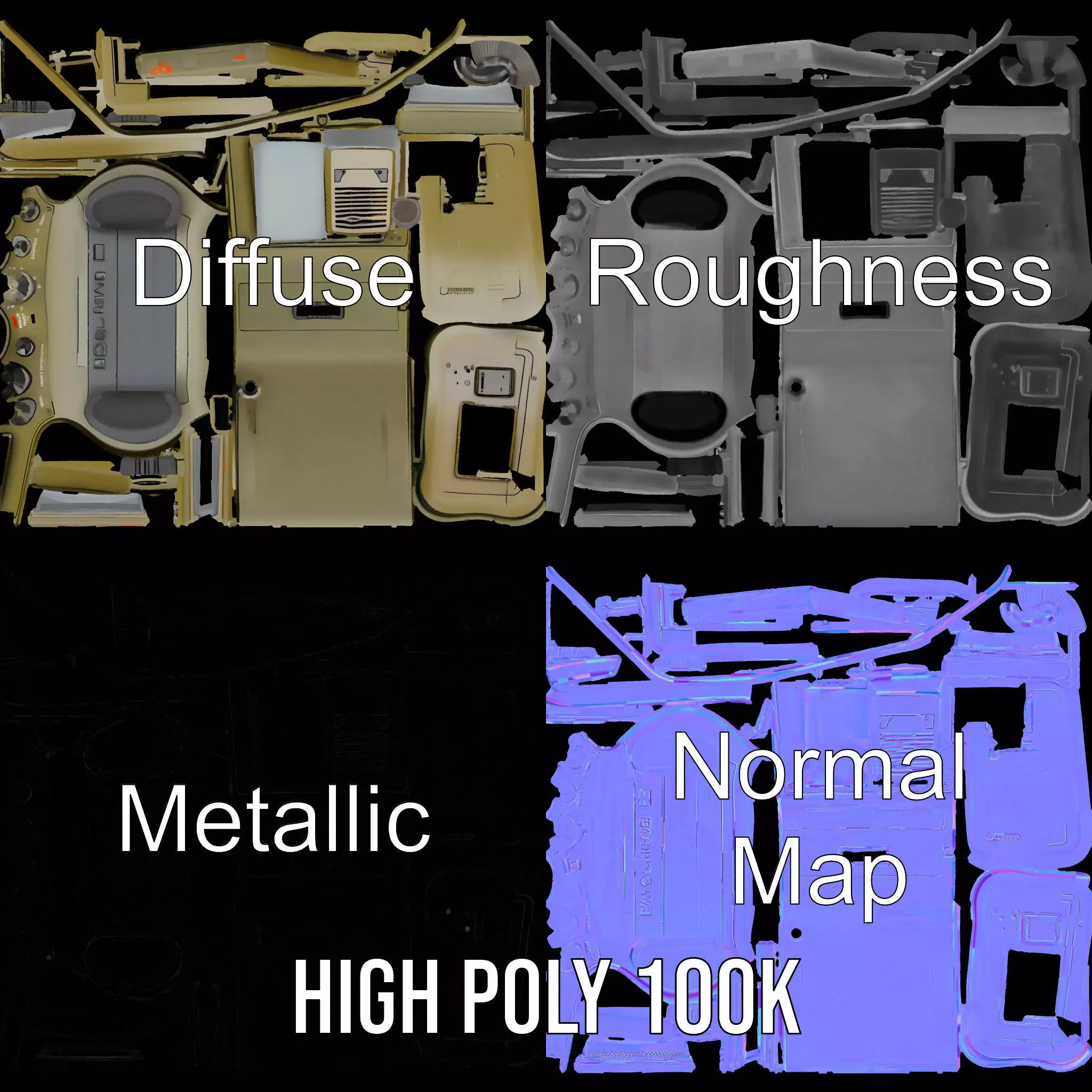 Vintage Military Oscilloscope Model Pack with Classic Design Low-poly 3D model_4