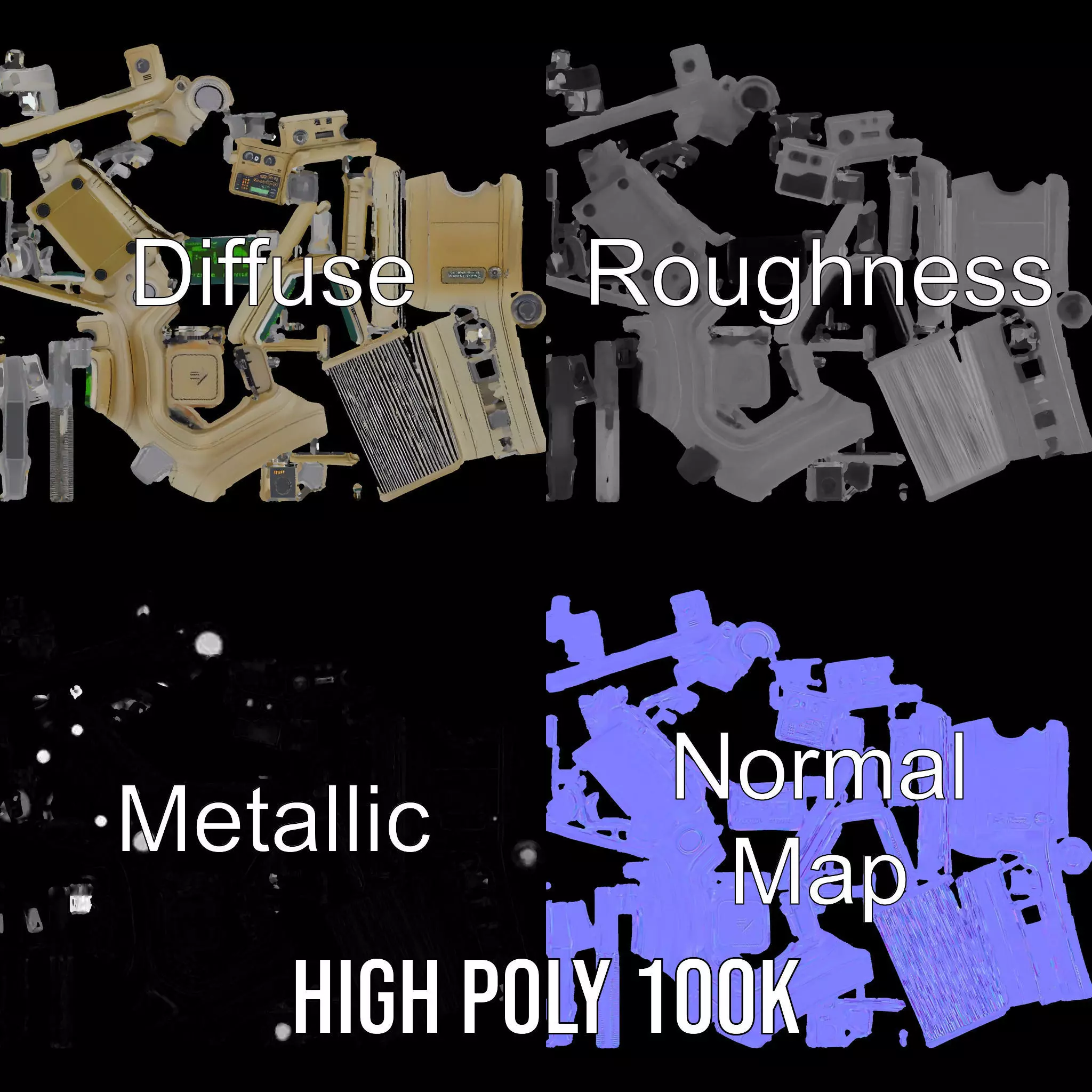 Retro Tactical Handheld Device Model Pack Low-poly 3D model_4