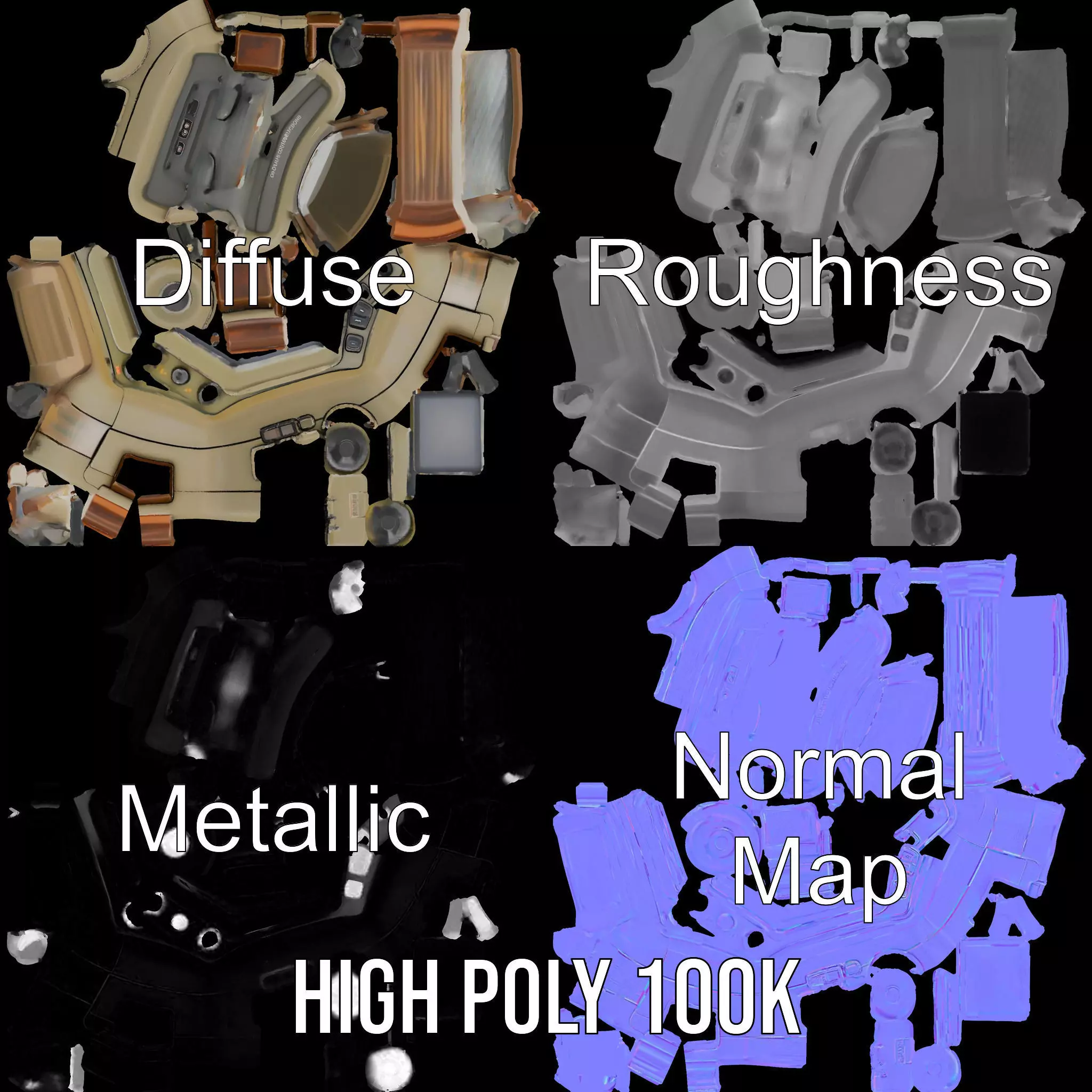 Retro Military Device Model Pack Low-poly 3D model_4