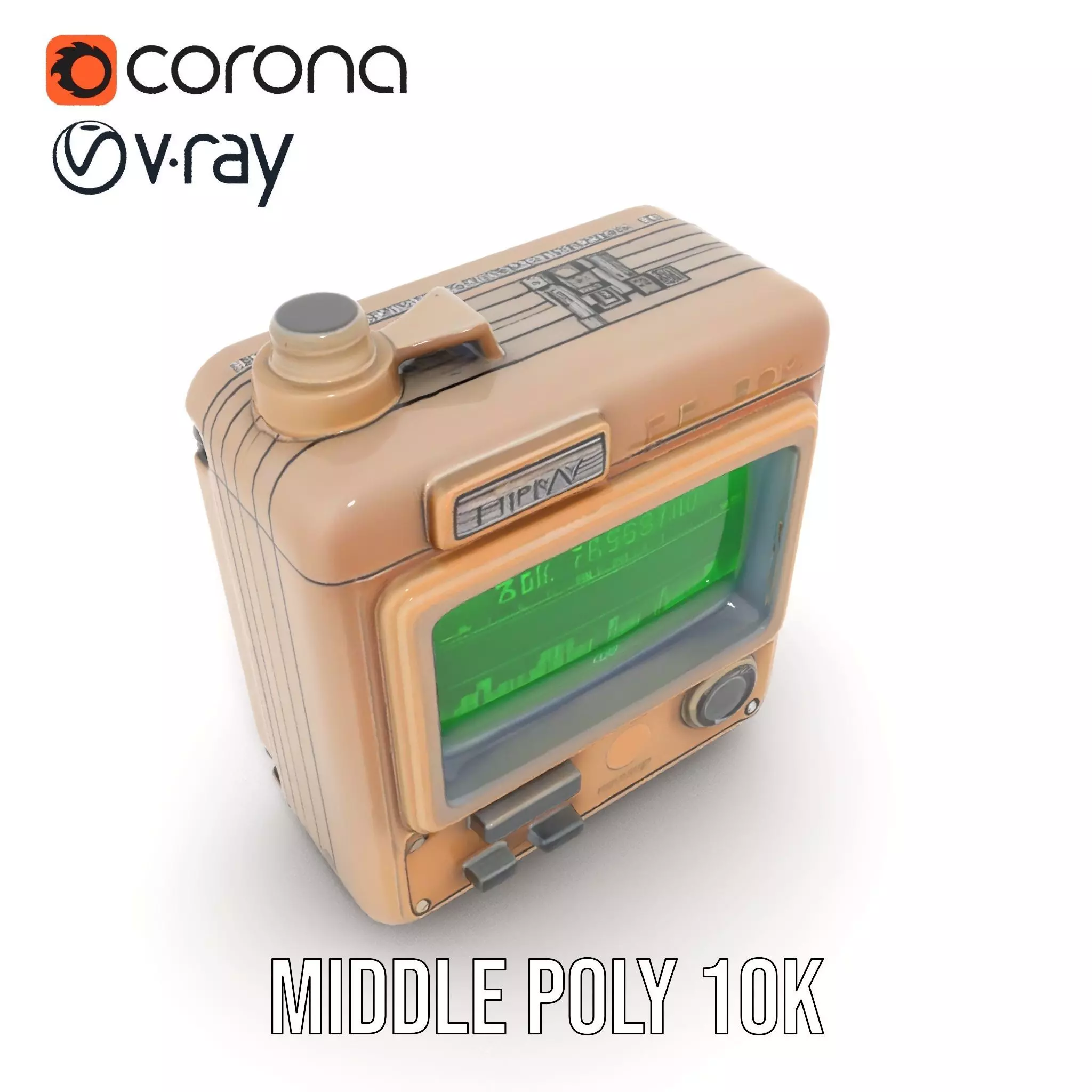 Retro Digital Device Model Pack with Functional Display Low-poly 3D model_13