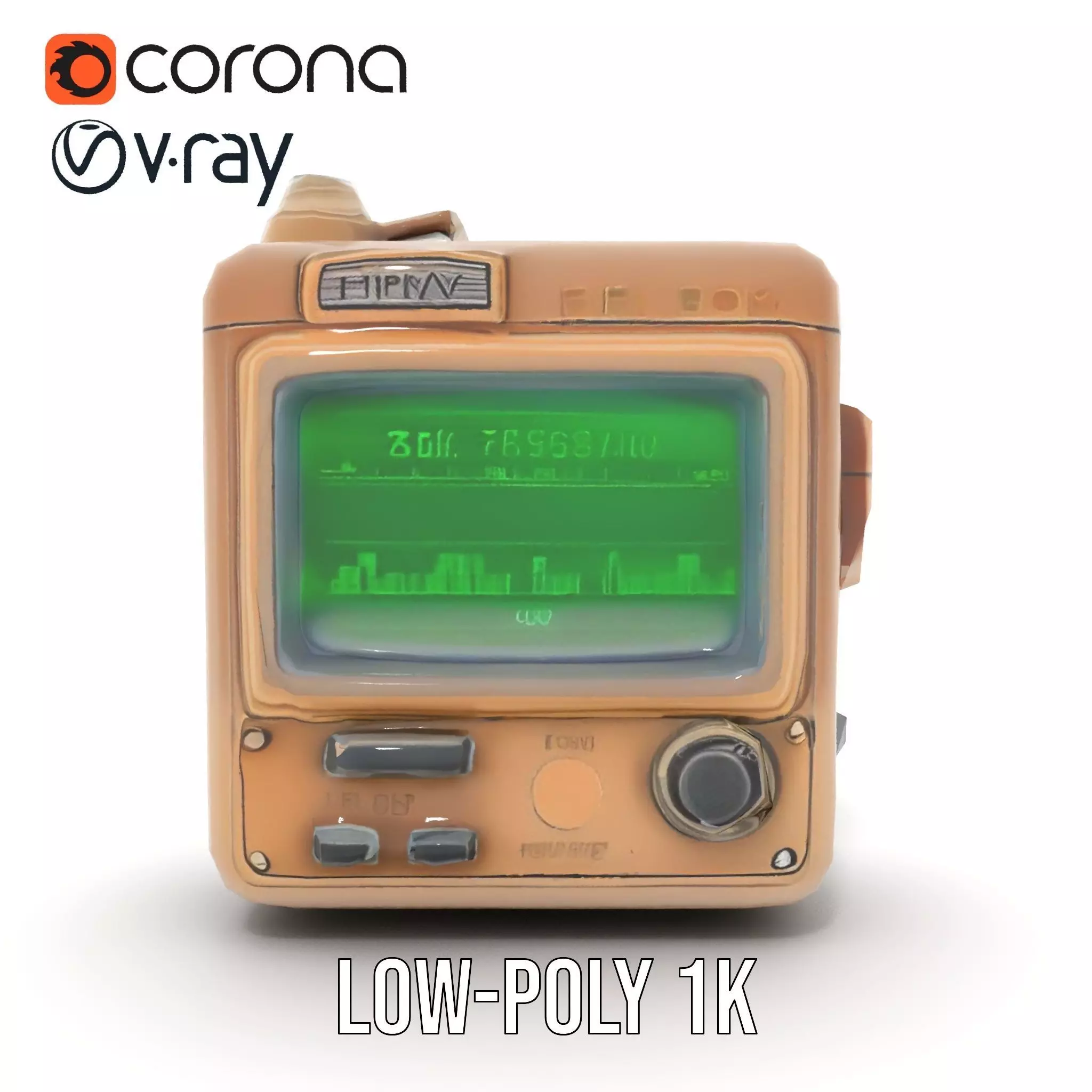 Retro Digital Device Model Pack with Functional Display Low-poly 3D model_23