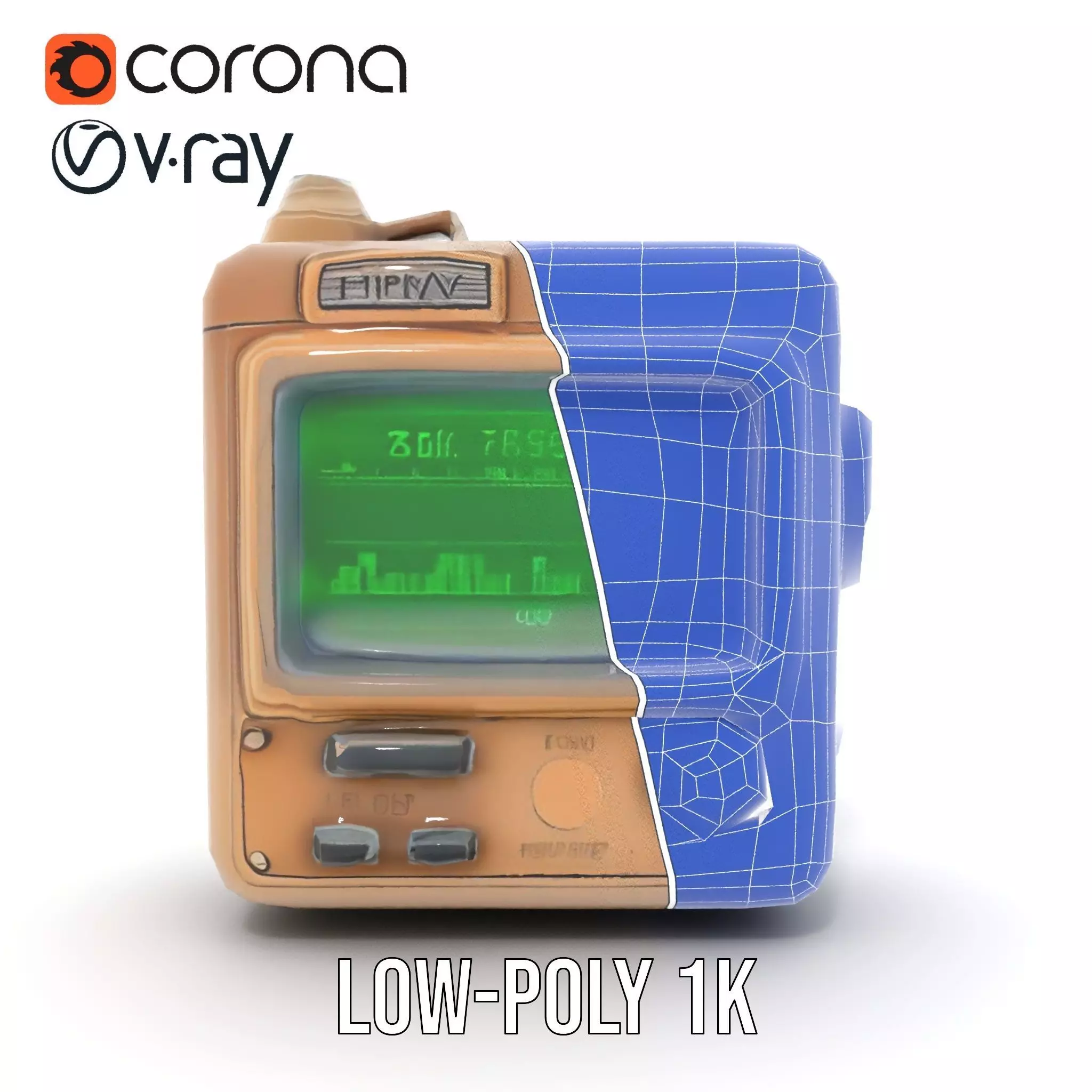 Retro Digital Device Model Pack with Functional Display Low-poly 3D model_30