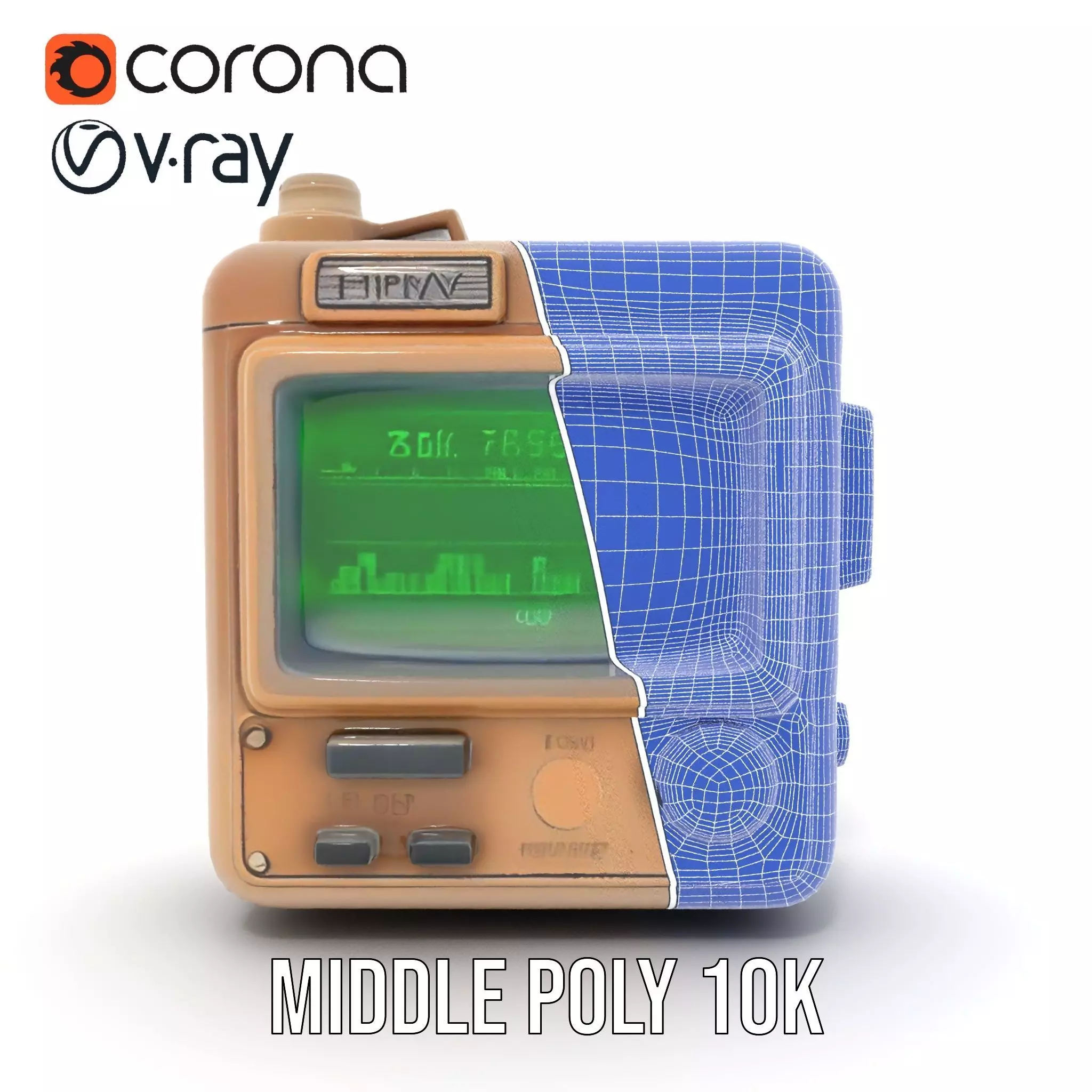 Retro Digital Device Model Pack with Functional Display Low-poly 3D model_29