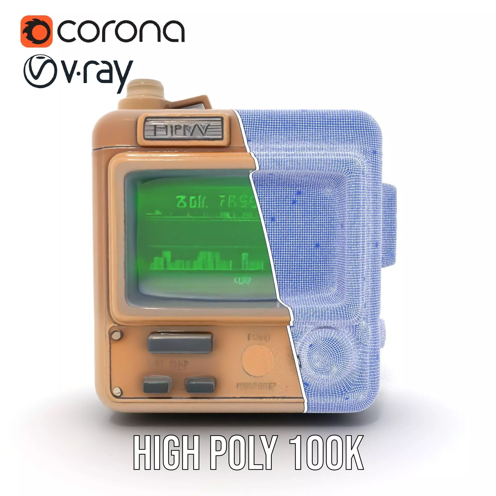 Retro Digital Device Model Pack with Functional Display Low-poly 3D model_34