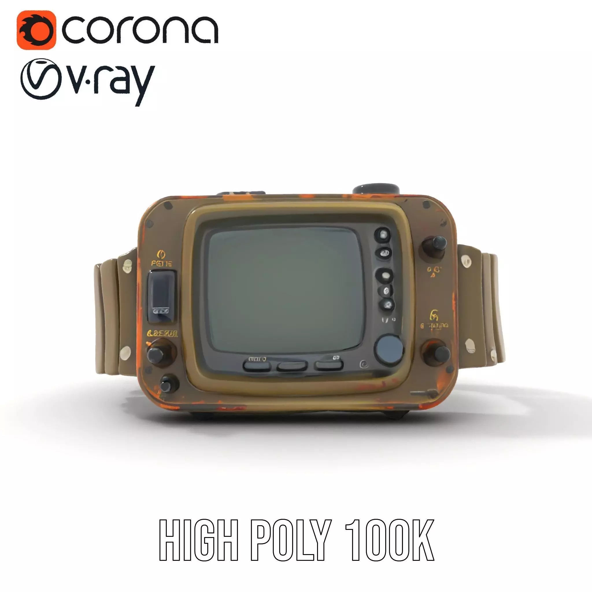 Retro Digital Watch Model Pack with Monitor Integration Low-poly 3D model_21