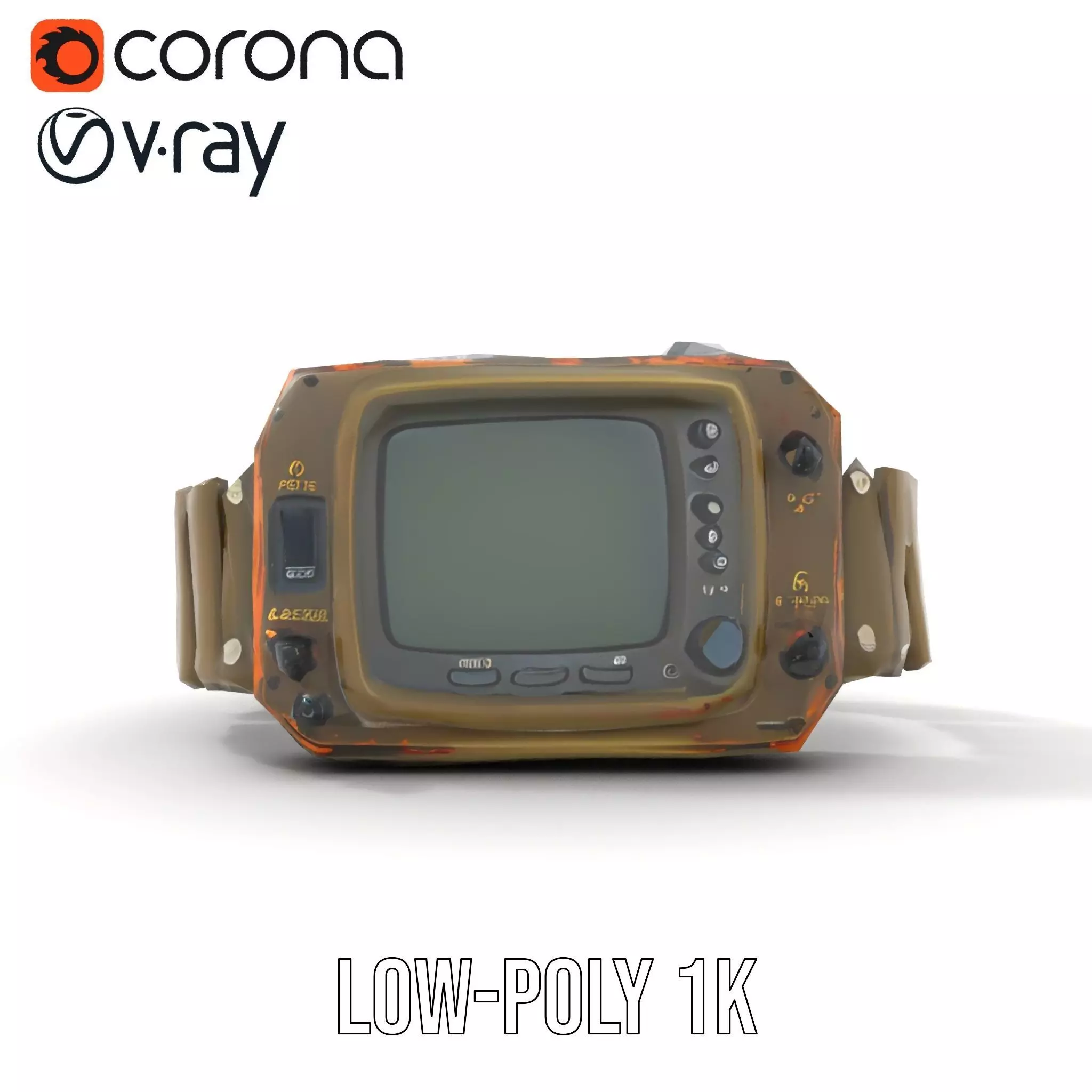 Retro Digital Watch Model Pack with Monitor Integration Low-poly 3D model_8