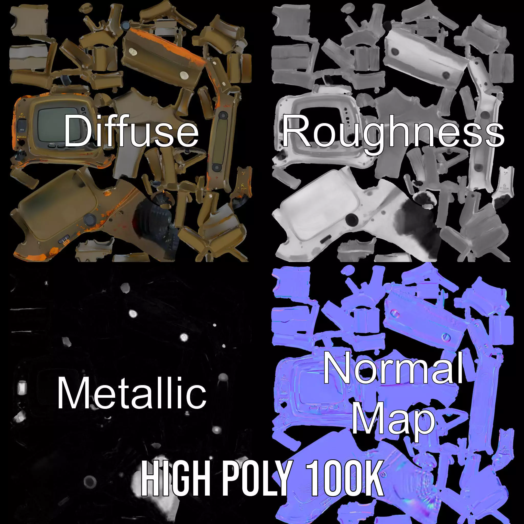 Retro Digital Watch Model Pack with Monitor Integration Low-poly 3D model_4