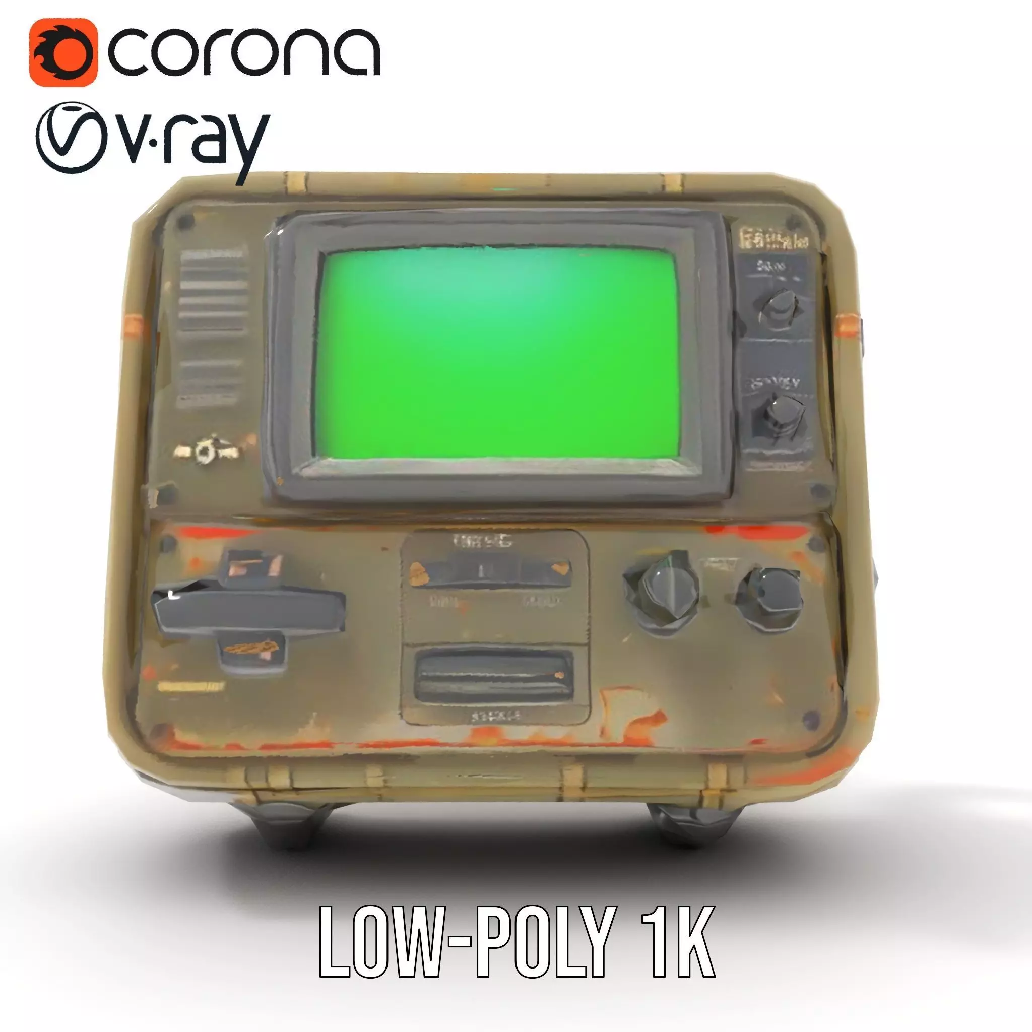 Retro Military Tech Model Pack with Monitor Low-poly 3D model_7