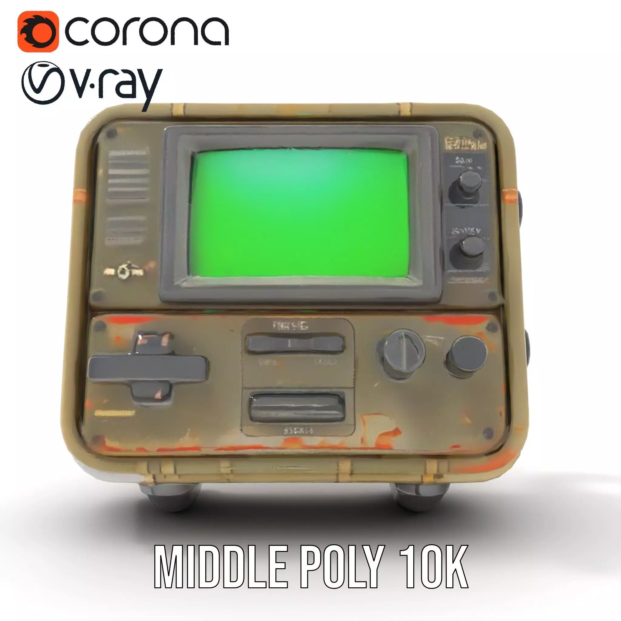 Retro Military Tech Model Pack with Monitor Low-poly 3D model_10