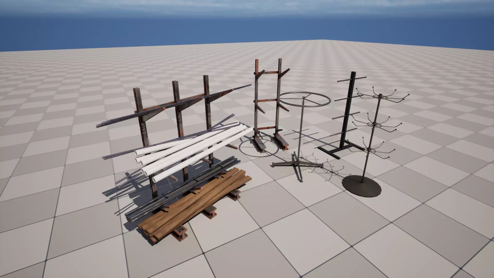 Metal Holding Stand Low-poly 3D model_0