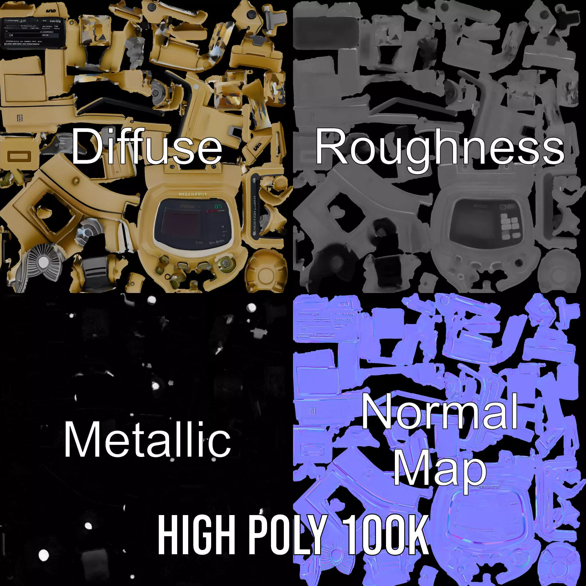Retro Futuristic Device Display Model Pack Low-poly 3D model_3