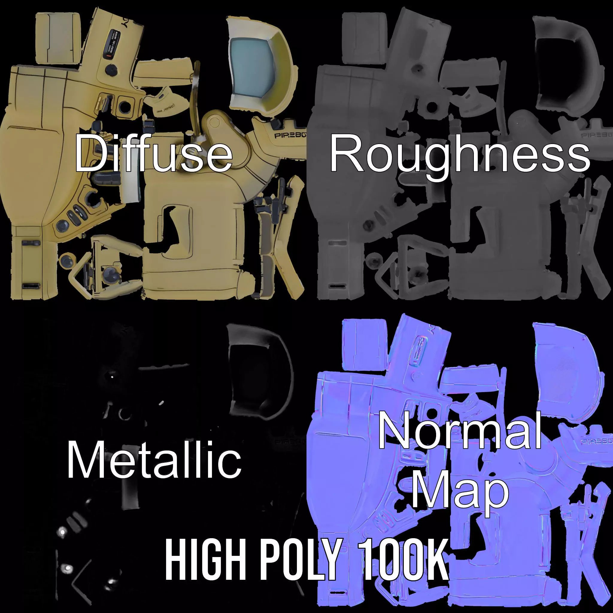 Retro Portable Television Model Pack Low-poly 3D model_3