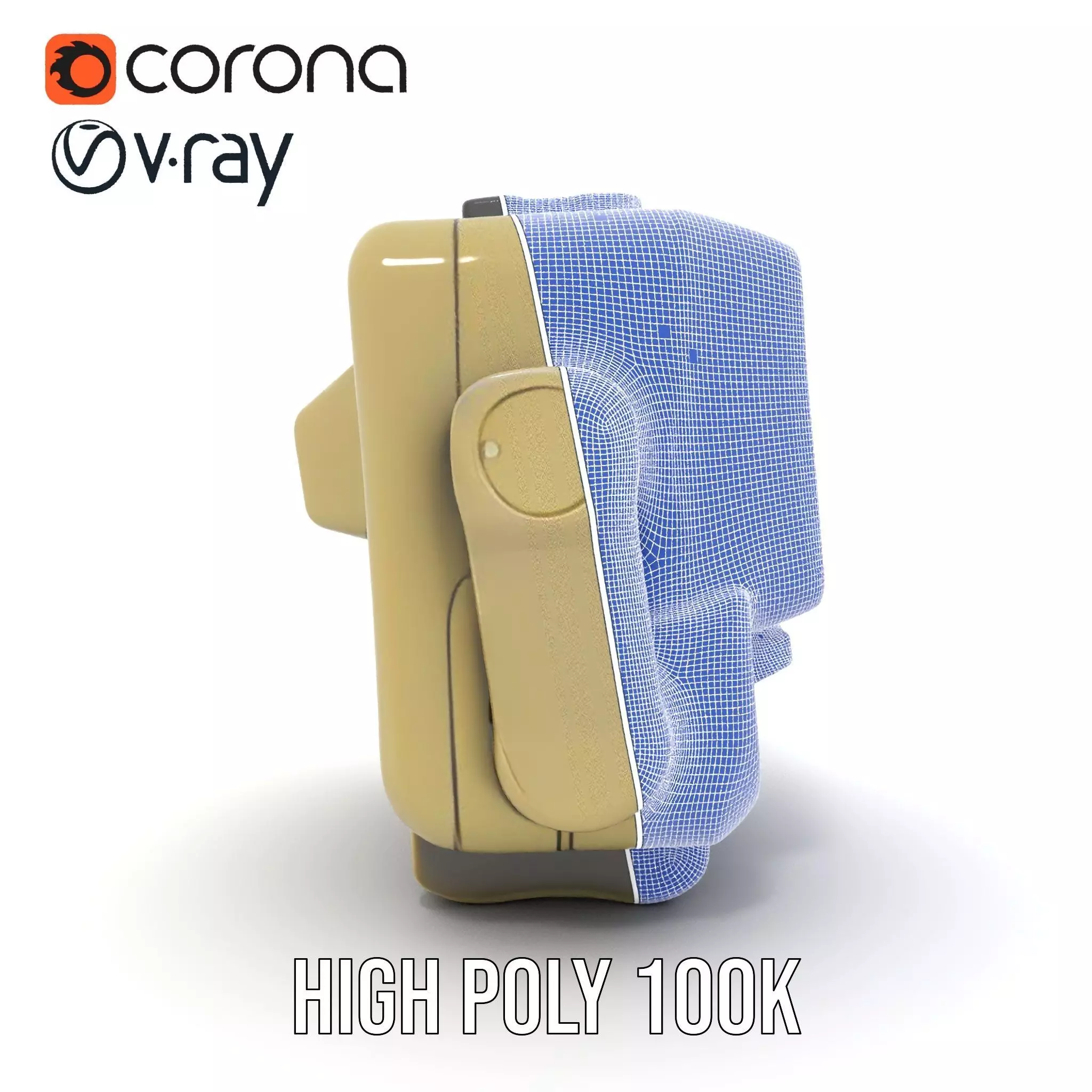 Retro Portable Television Model Pack Low-poly 3D model_33