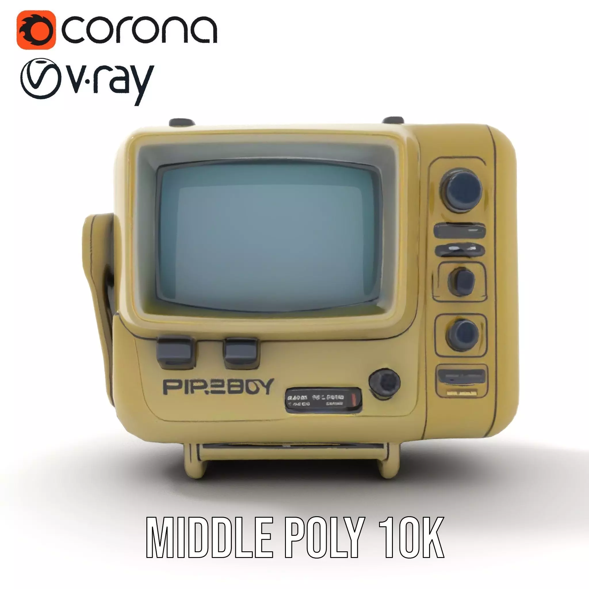 Retro Portable Television Model Pack Low-poly 3D model_6