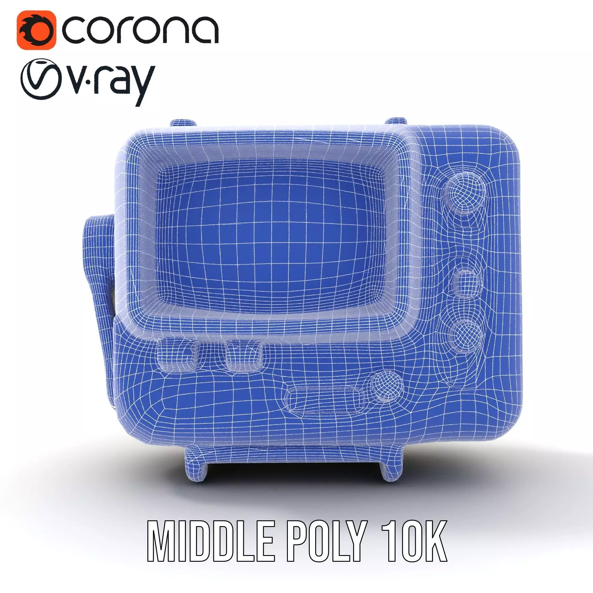 Retro Portable Television Model Pack Low-poly 3D model_18