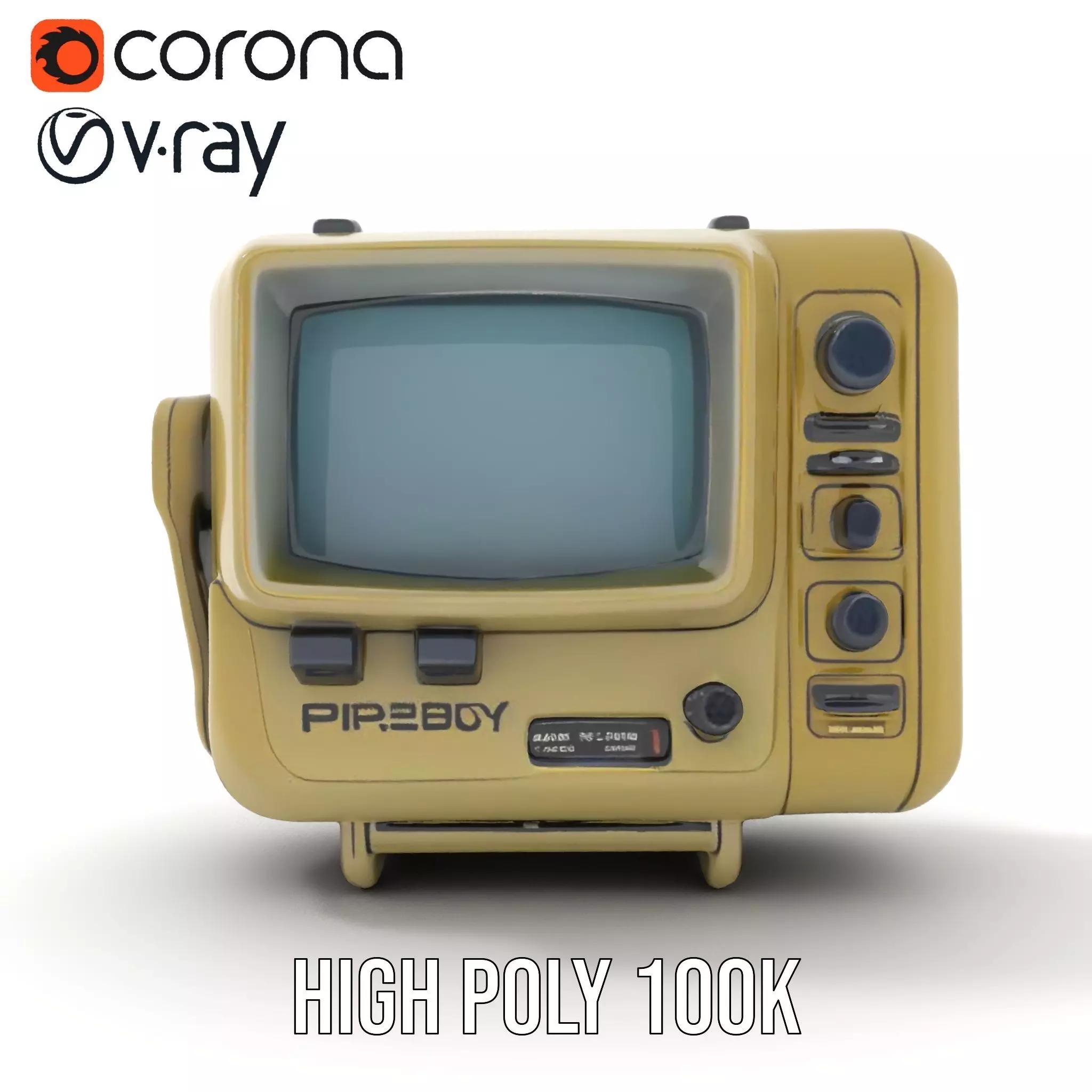 Retro Portable Television Model Pack Low-poly 3D model_17