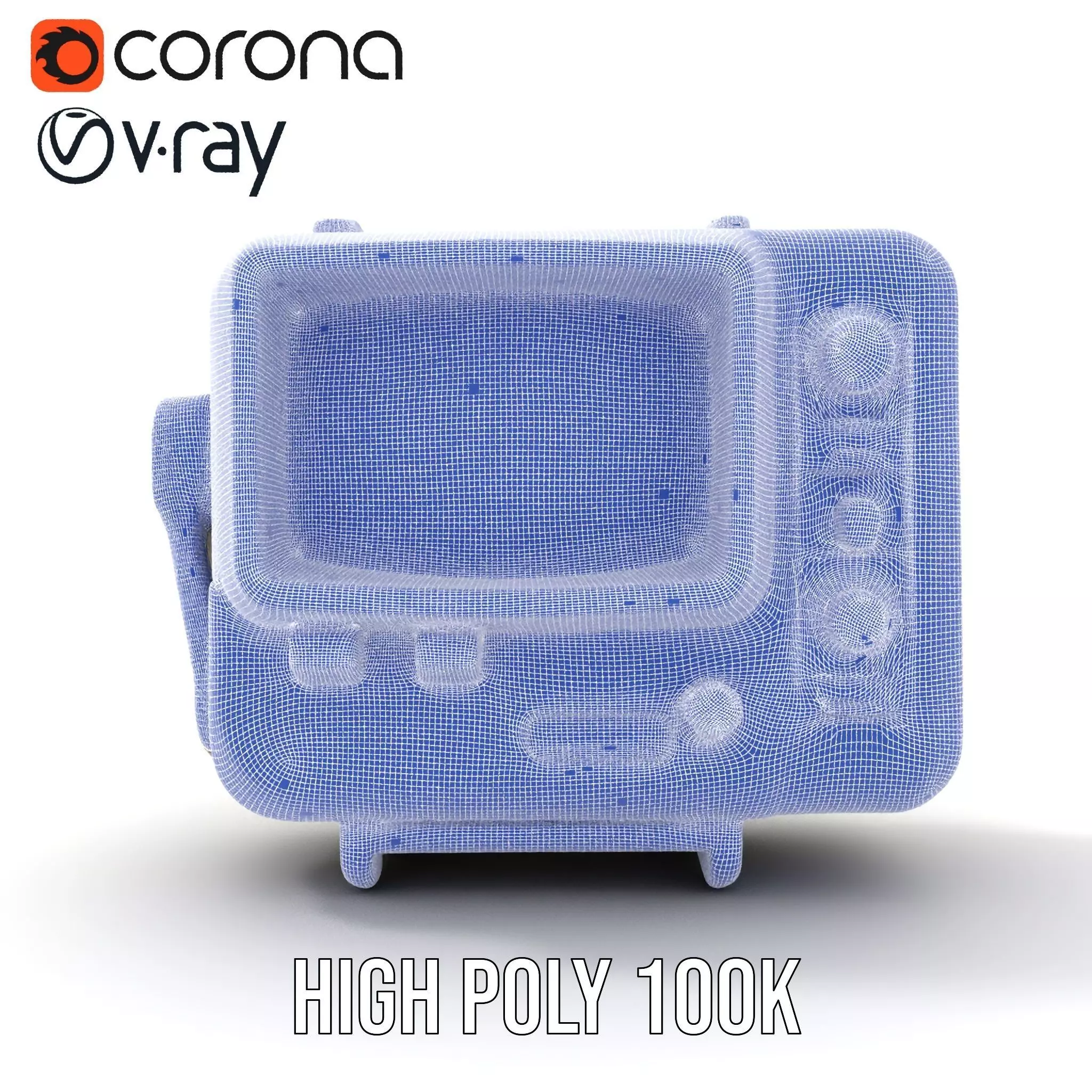 Retro Portable Television Model Pack Low-poly 3D model_34