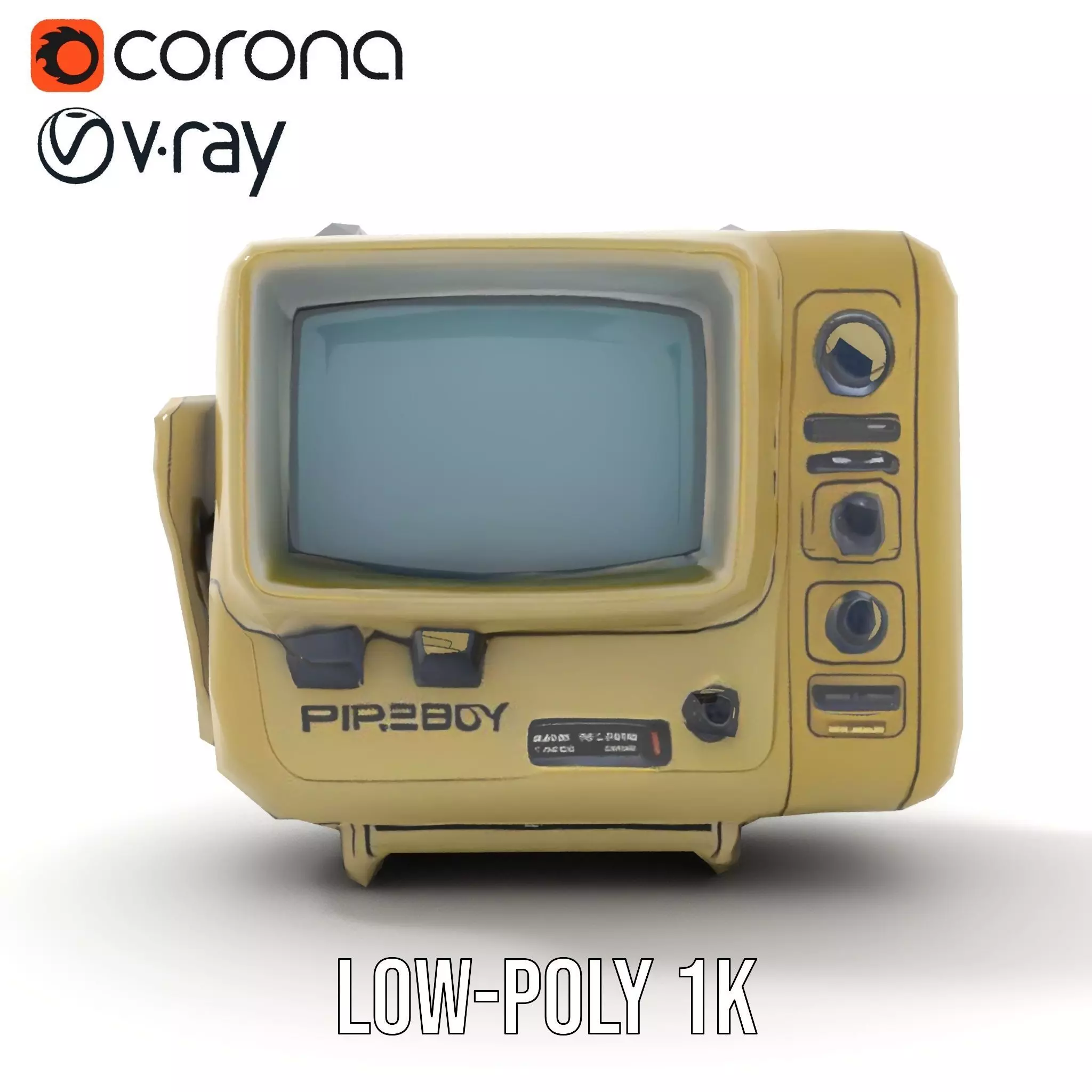 Retro Portable Television Model Pack Low-poly 3D model_9