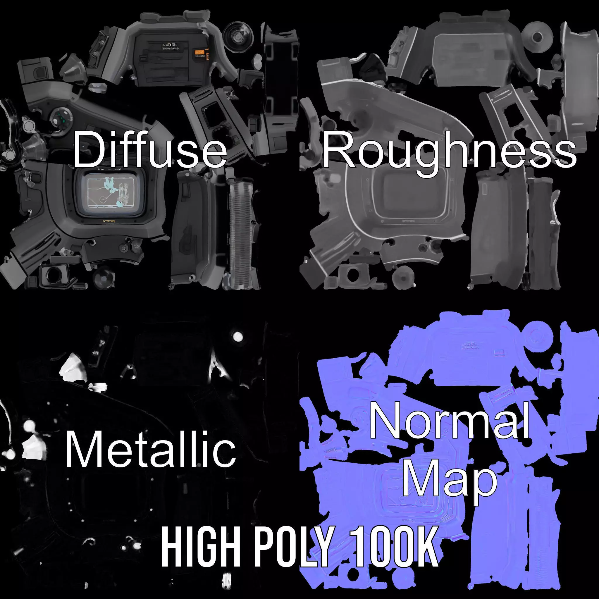 Retro Military Tactical Device Model Pack Low-poly 3D model_4