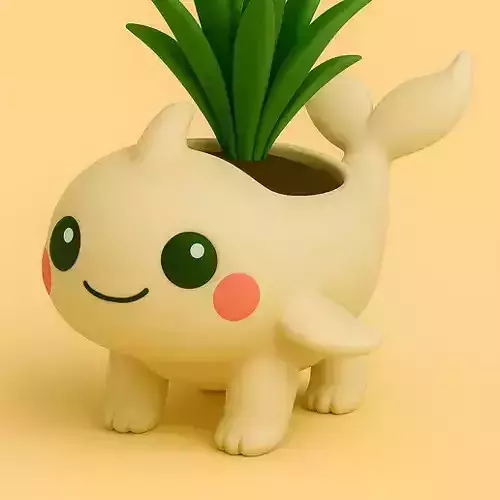Chubby Whale Buddy Planter 3D print model