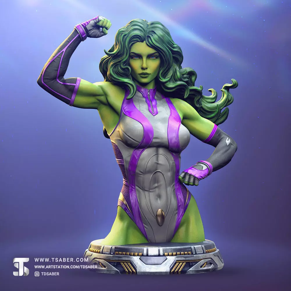 She-Hulk bust 3D print model_1