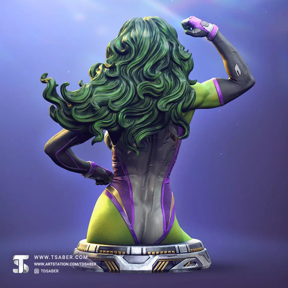 She-Hulk bust 3D print model_2