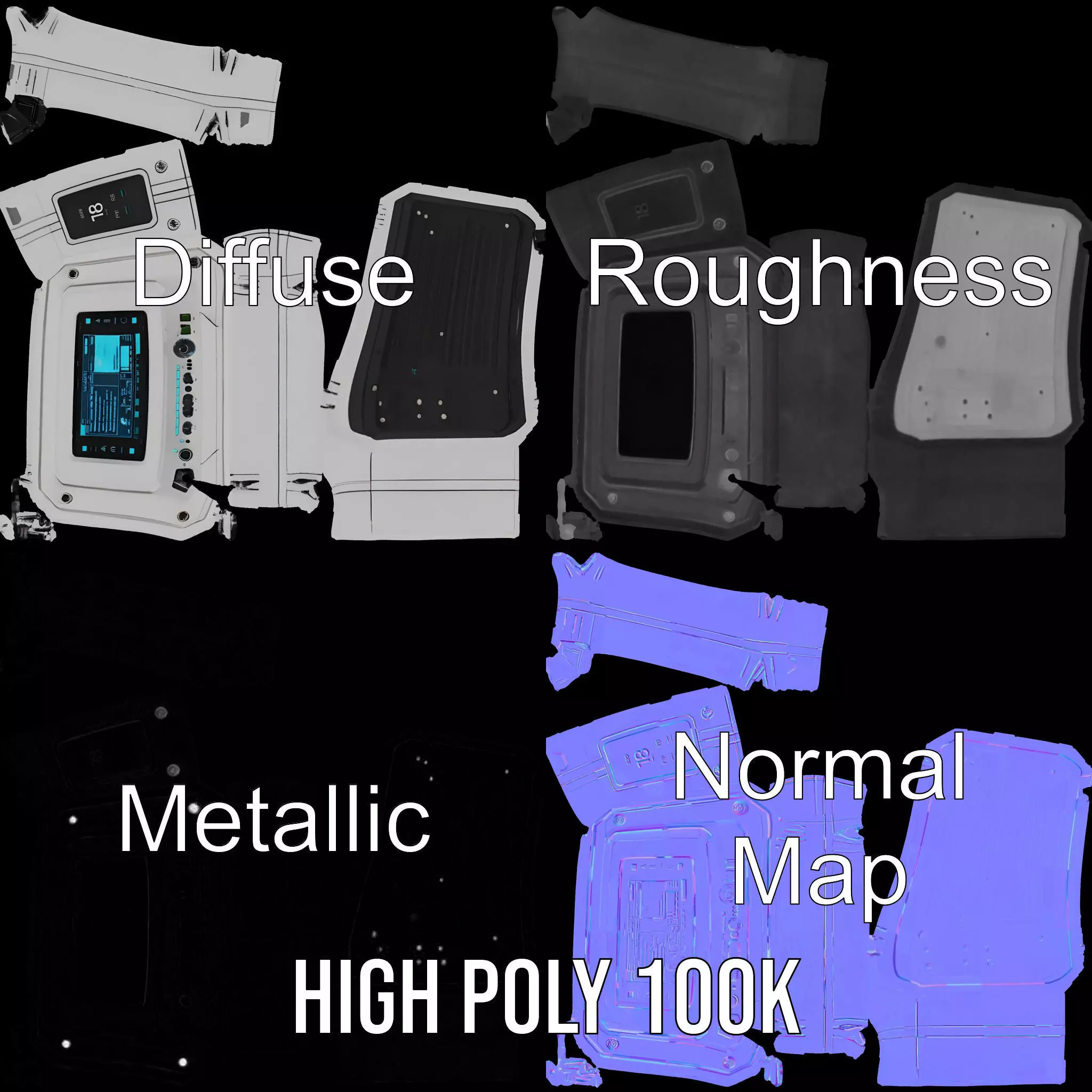 Futuristic Control Panel Model Pack for Game and Animation Low-poly 3D model_3