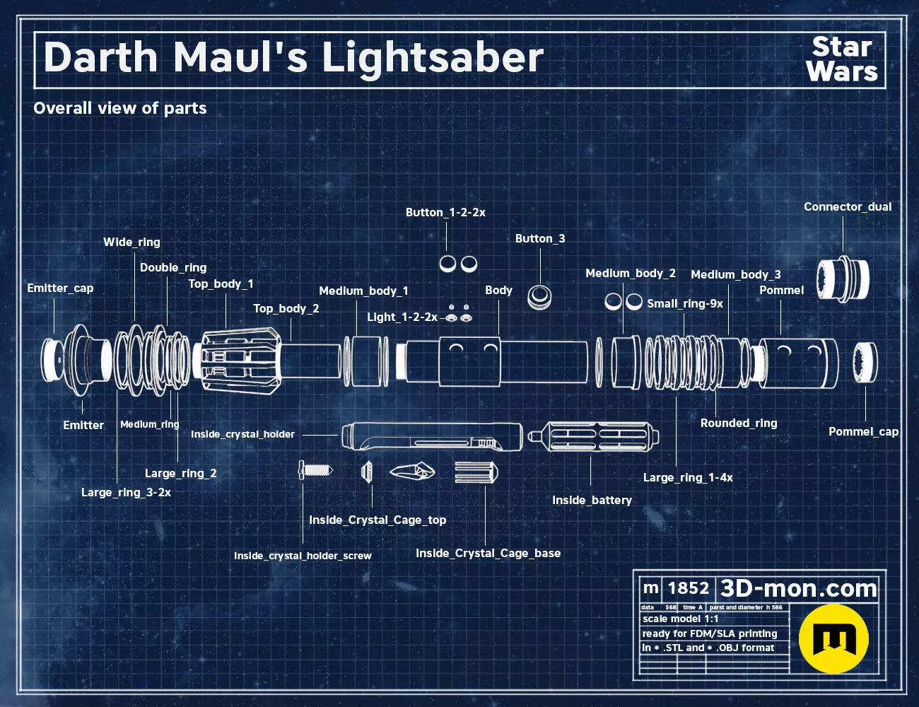 Darth Maul lightsaber 3D print model_1