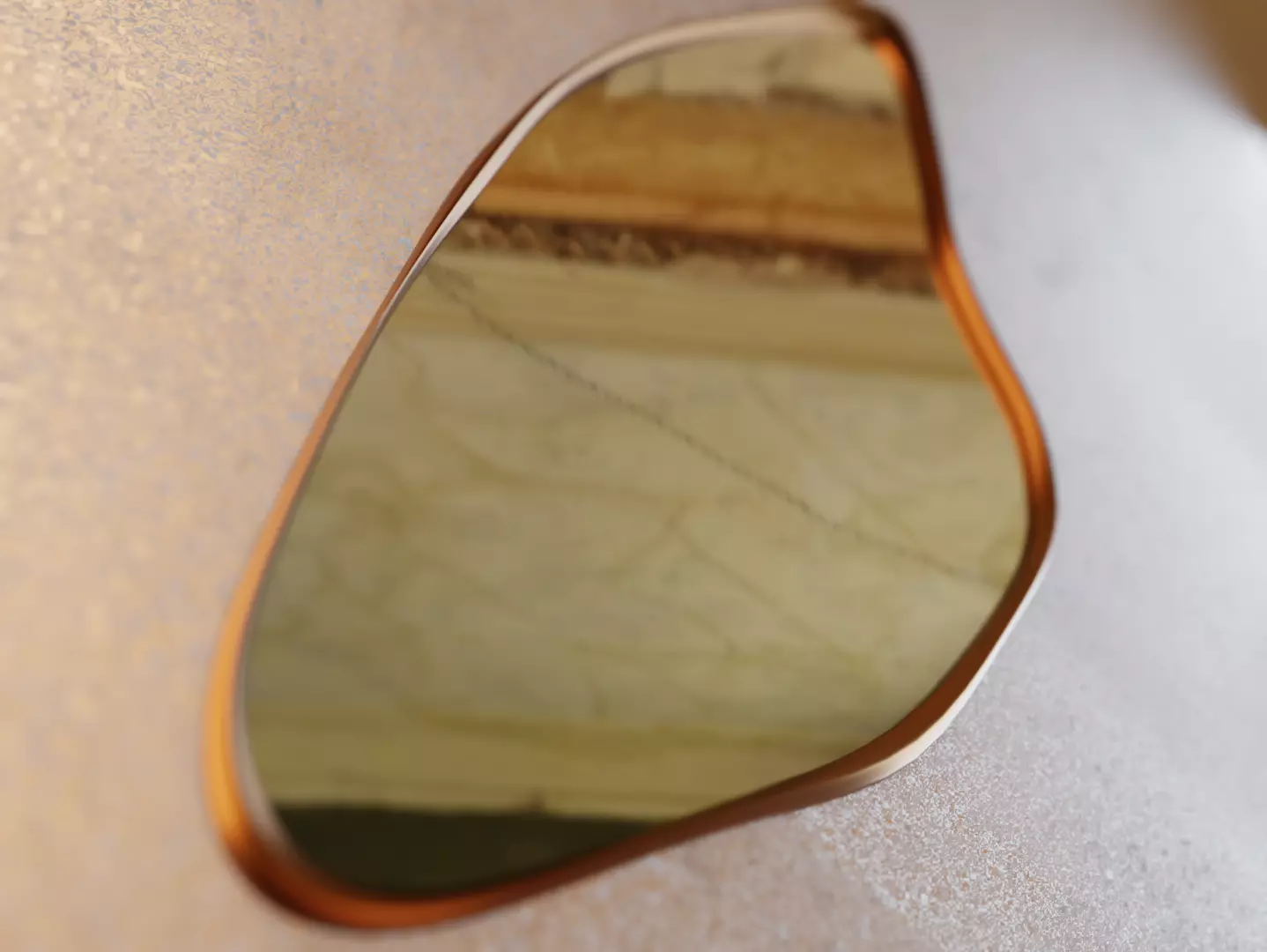 Organic Bronze Zen Mirror 3D model_1