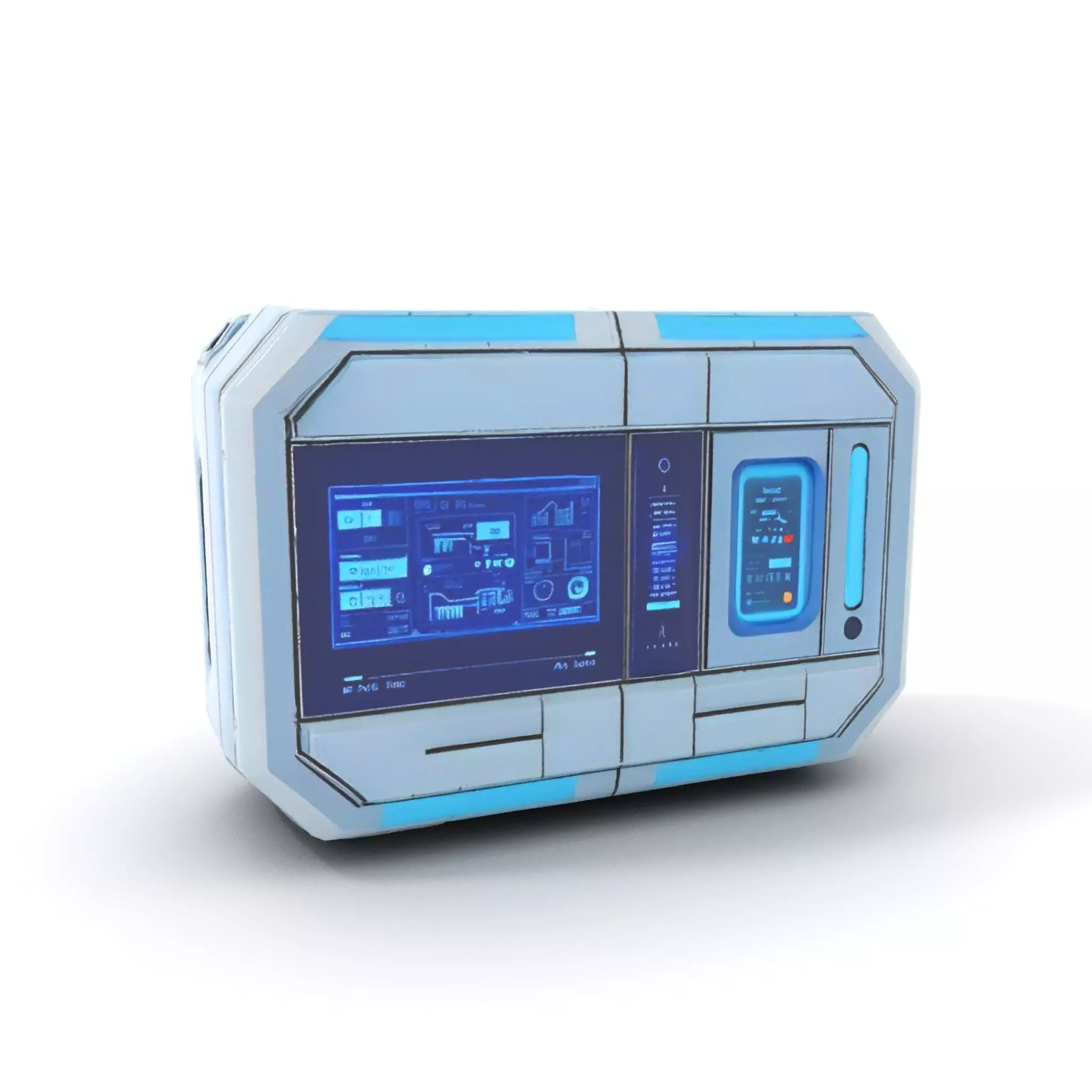 Futuristic Control Panel Model Pack with Interactive UI Display Low-poly 3D model_6