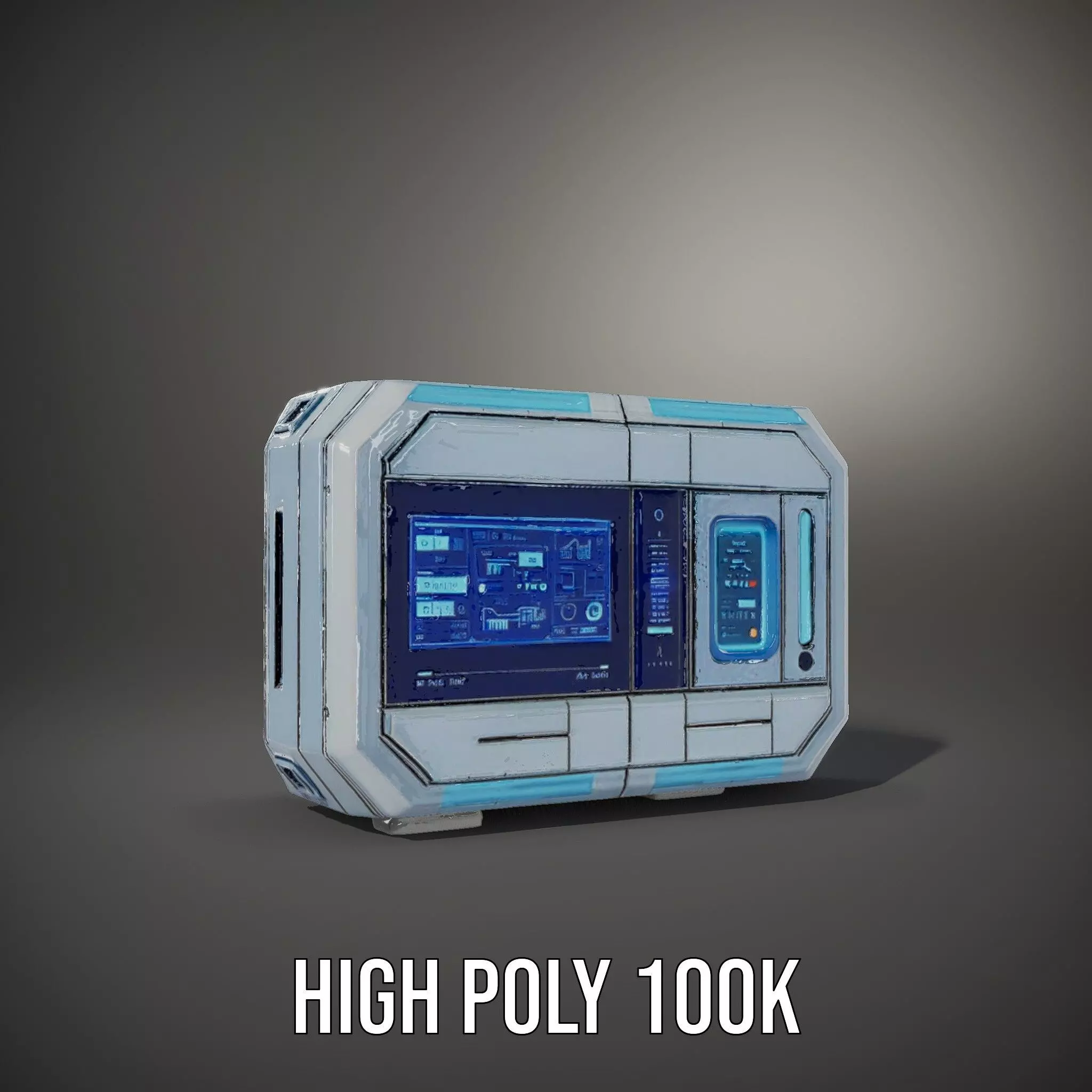 Futuristic Control Panel Model Pack with Interactive UI Display Low-poly 3D model_9