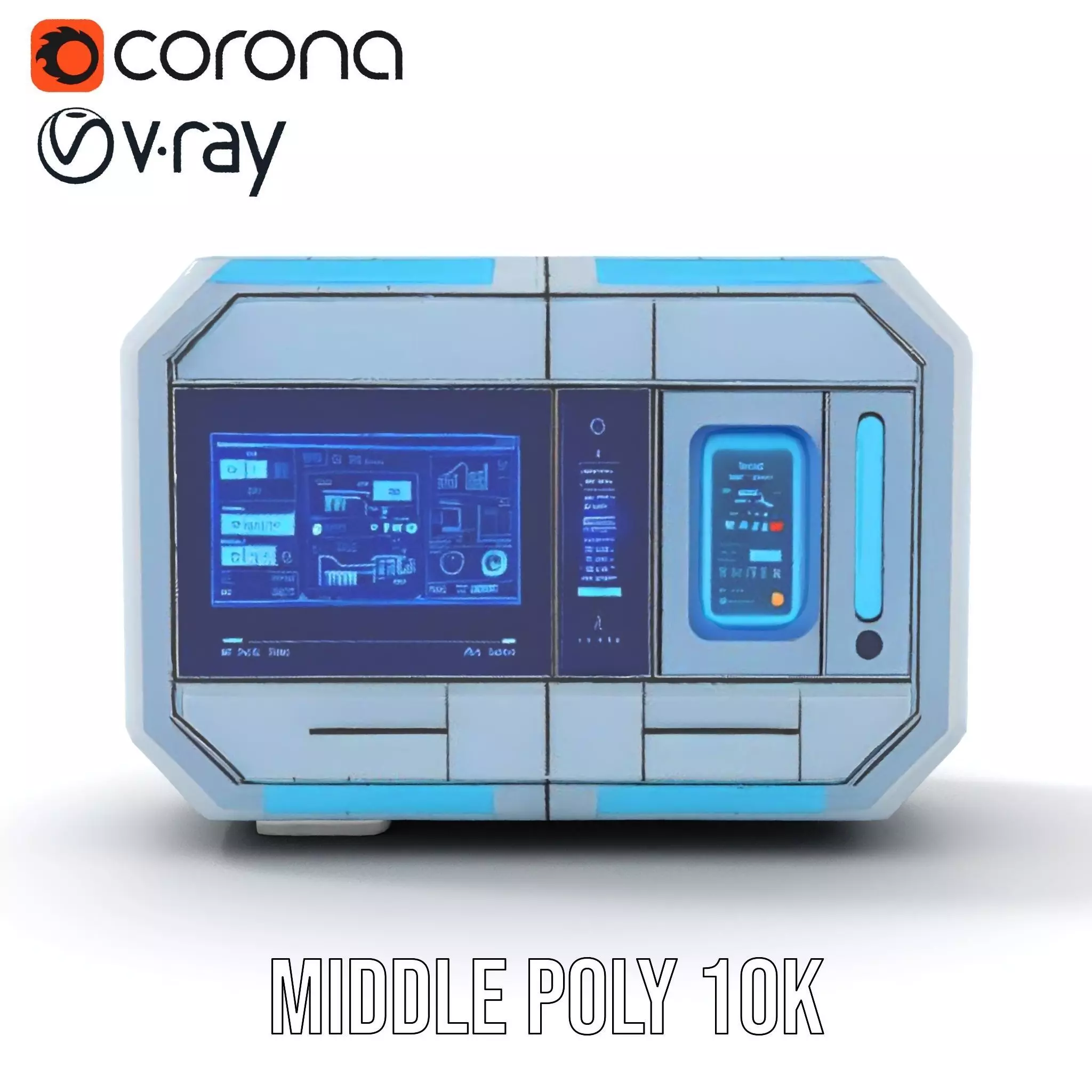 Futuristic Control Panel Model Pack with Interactive UI Display Low-poly 3D model_10