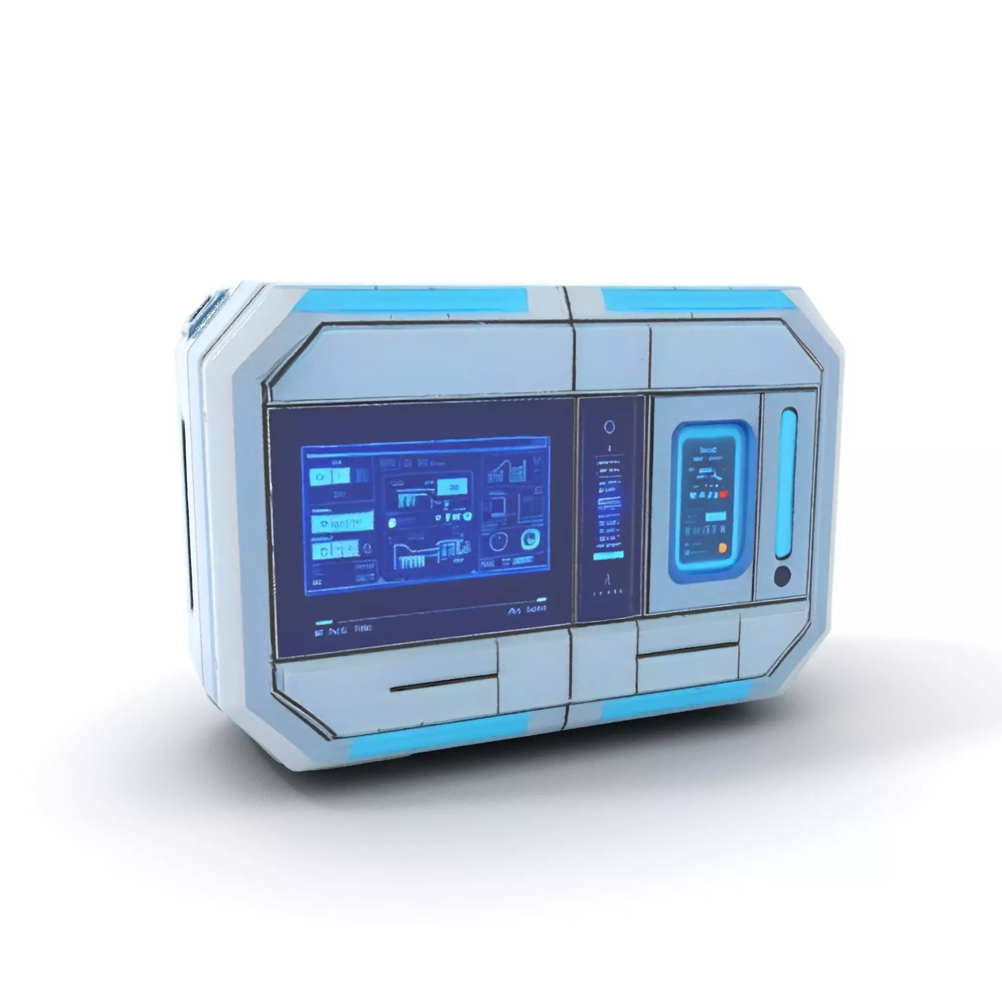 Futuristic Control Panel Model Pack with Interactive UI Display Low-poly 3D model_0
