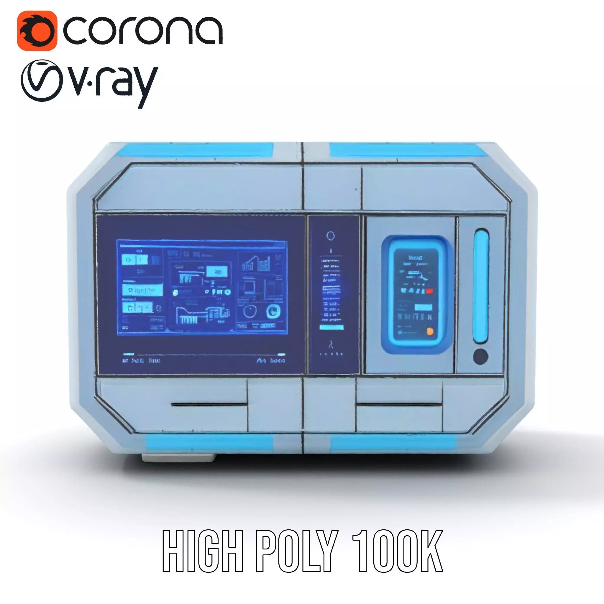 Futuristic Control Panel Model Pack with Interactive UI Display Low-poly 3D model_18