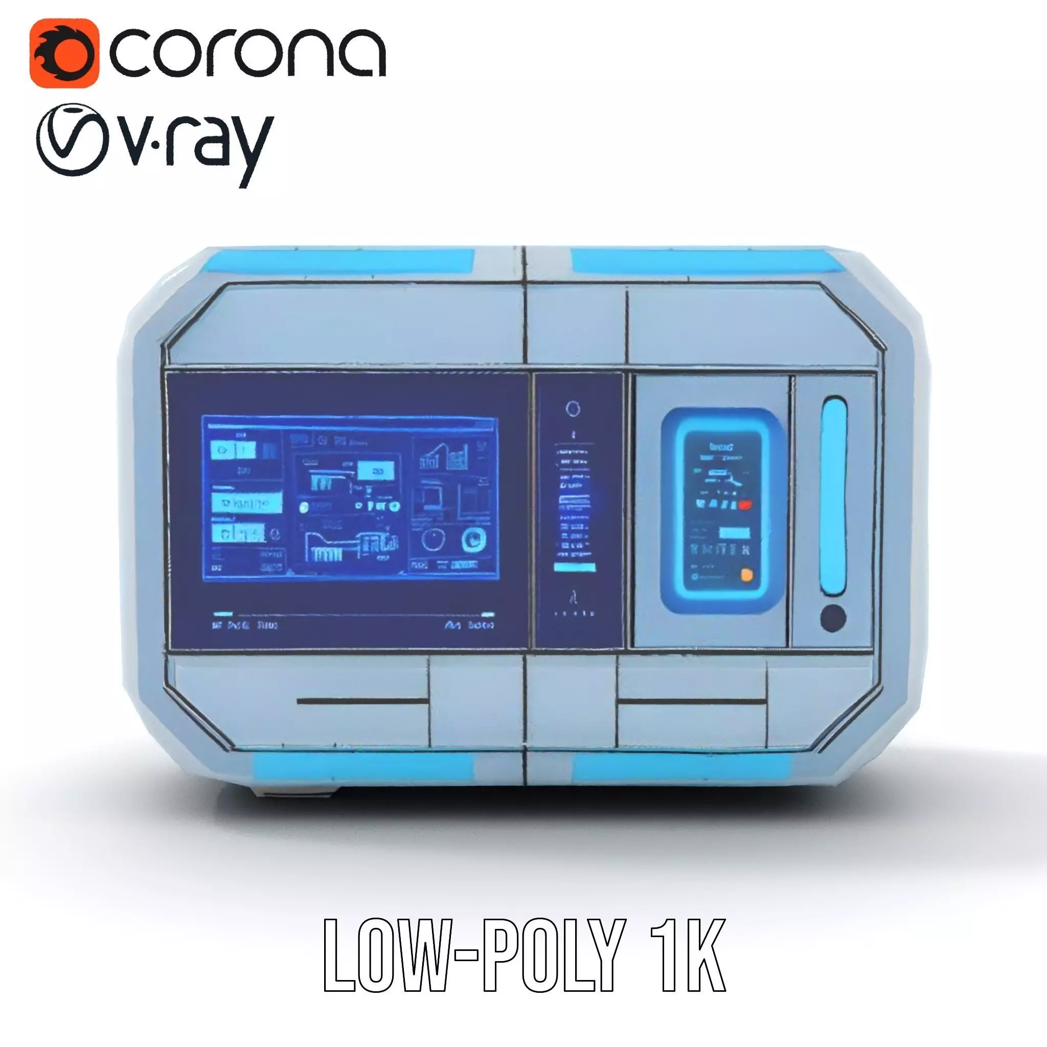 Futuristic Control Panel Model Pack with Interactive UI Display Low-poly 3D model_14