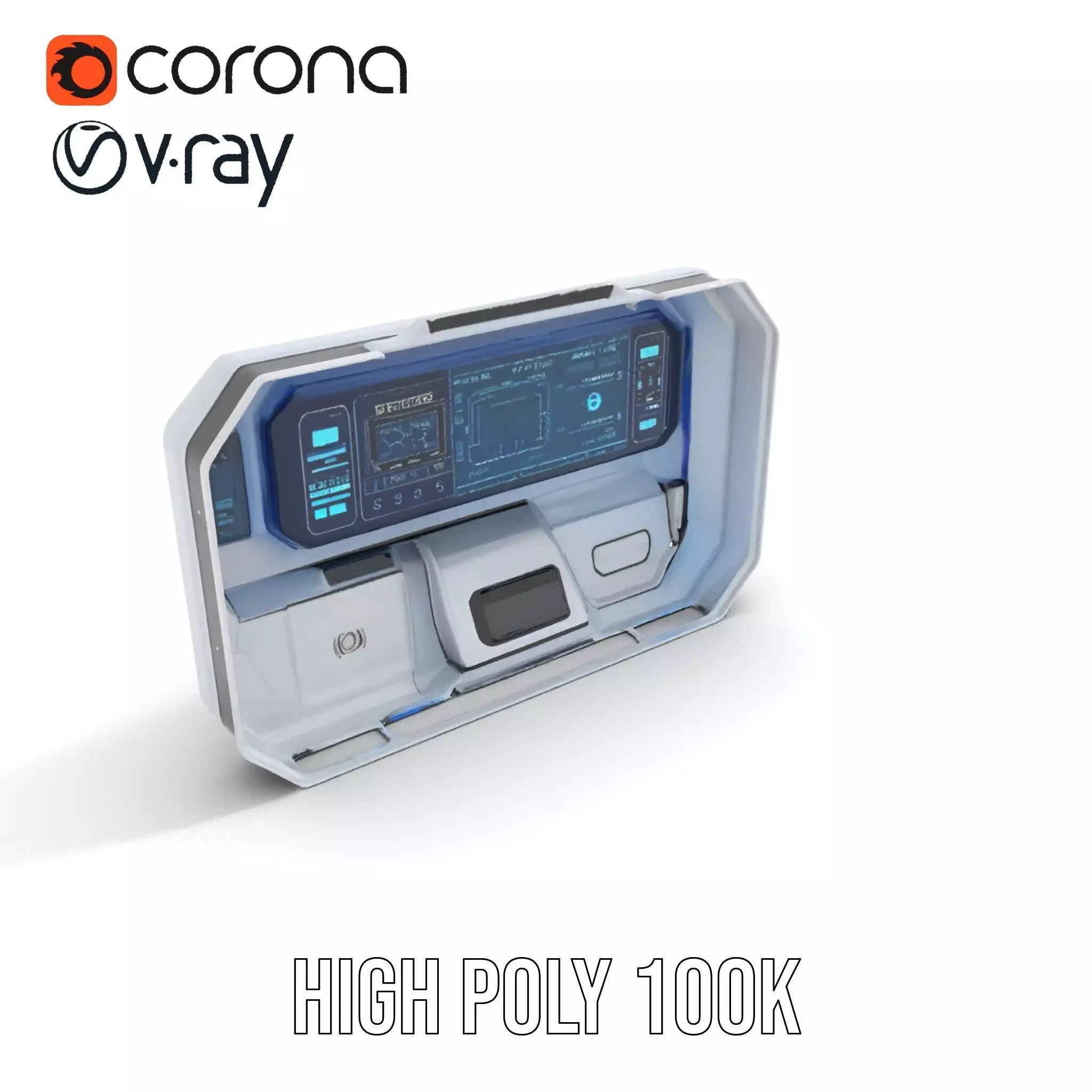 Futuristic Control Panel Model Pack Low-poly 3D model_19