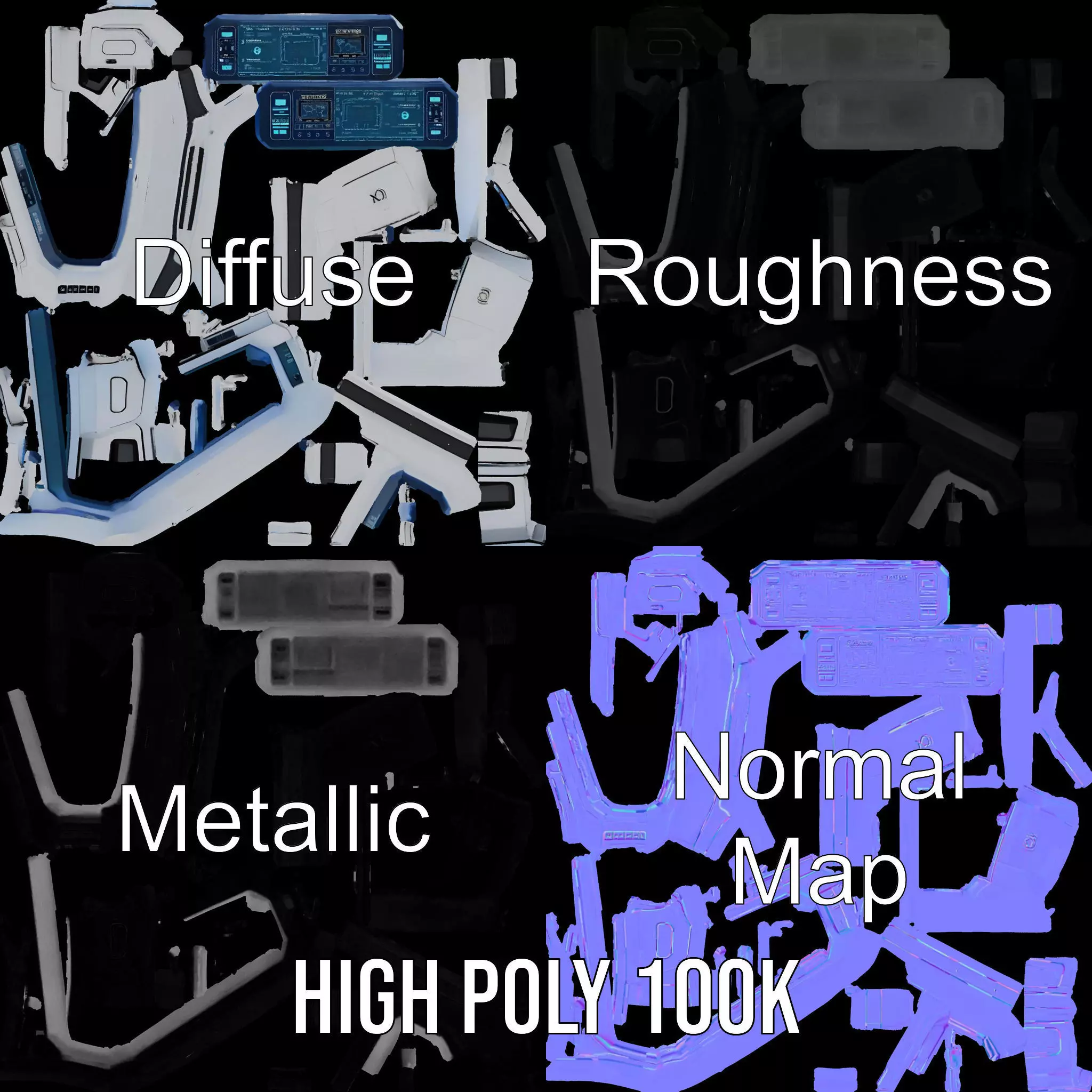 Futuristic Control Panel Model Pack Low-poly 3D model_5