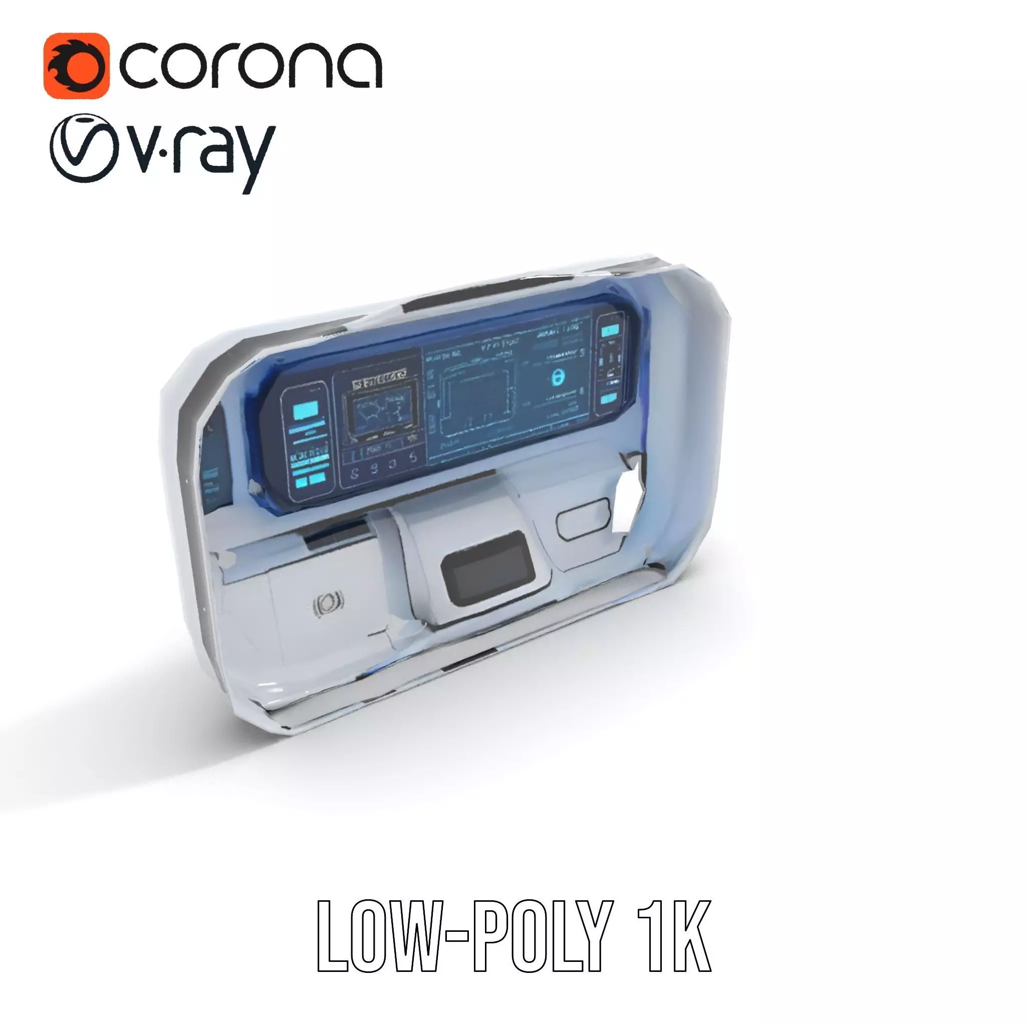 Futuristic Control Panel Model Pack Low-poly 3D model_10