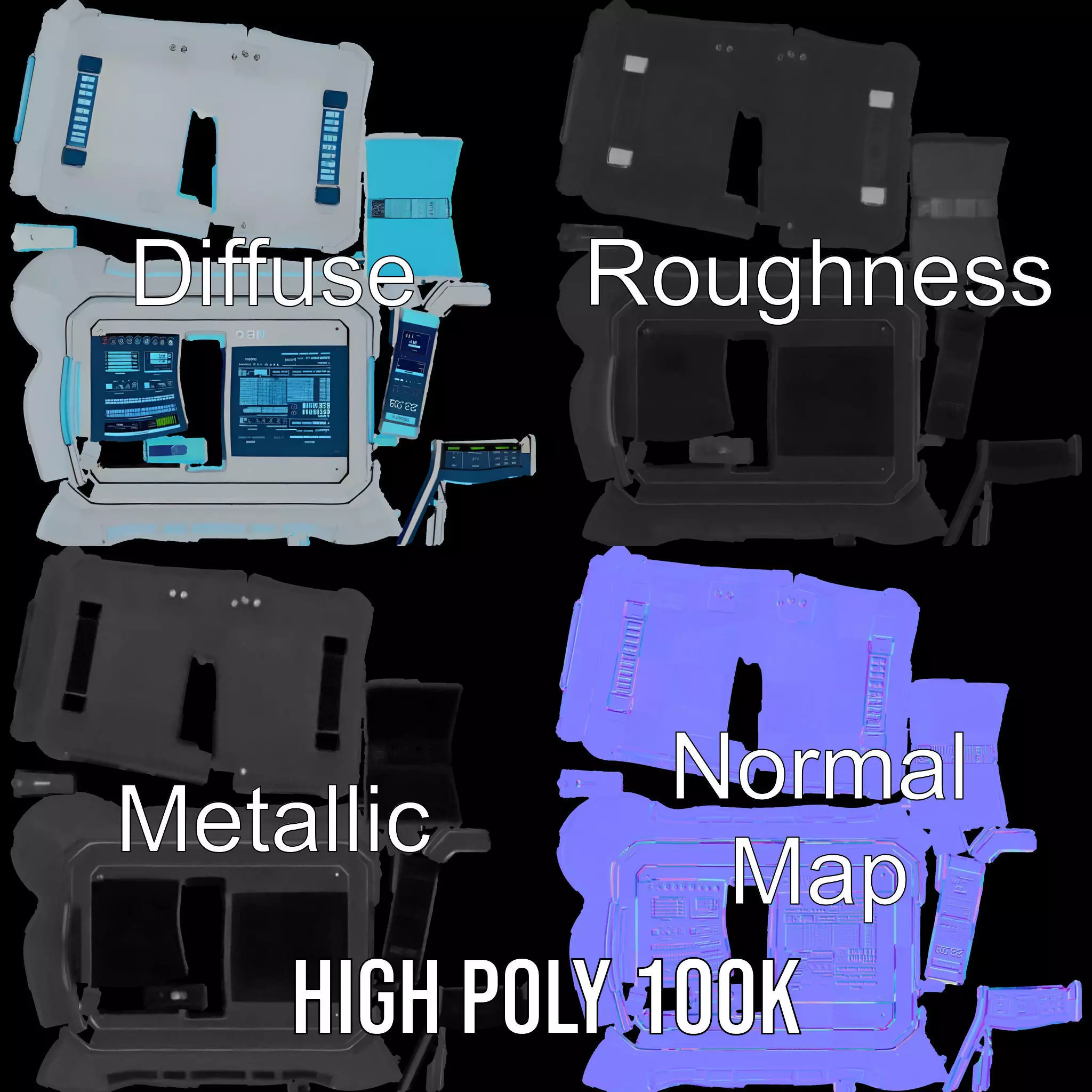 Futuristic Control Panel Holographic Display Model Pack Low-poly 3D model_3