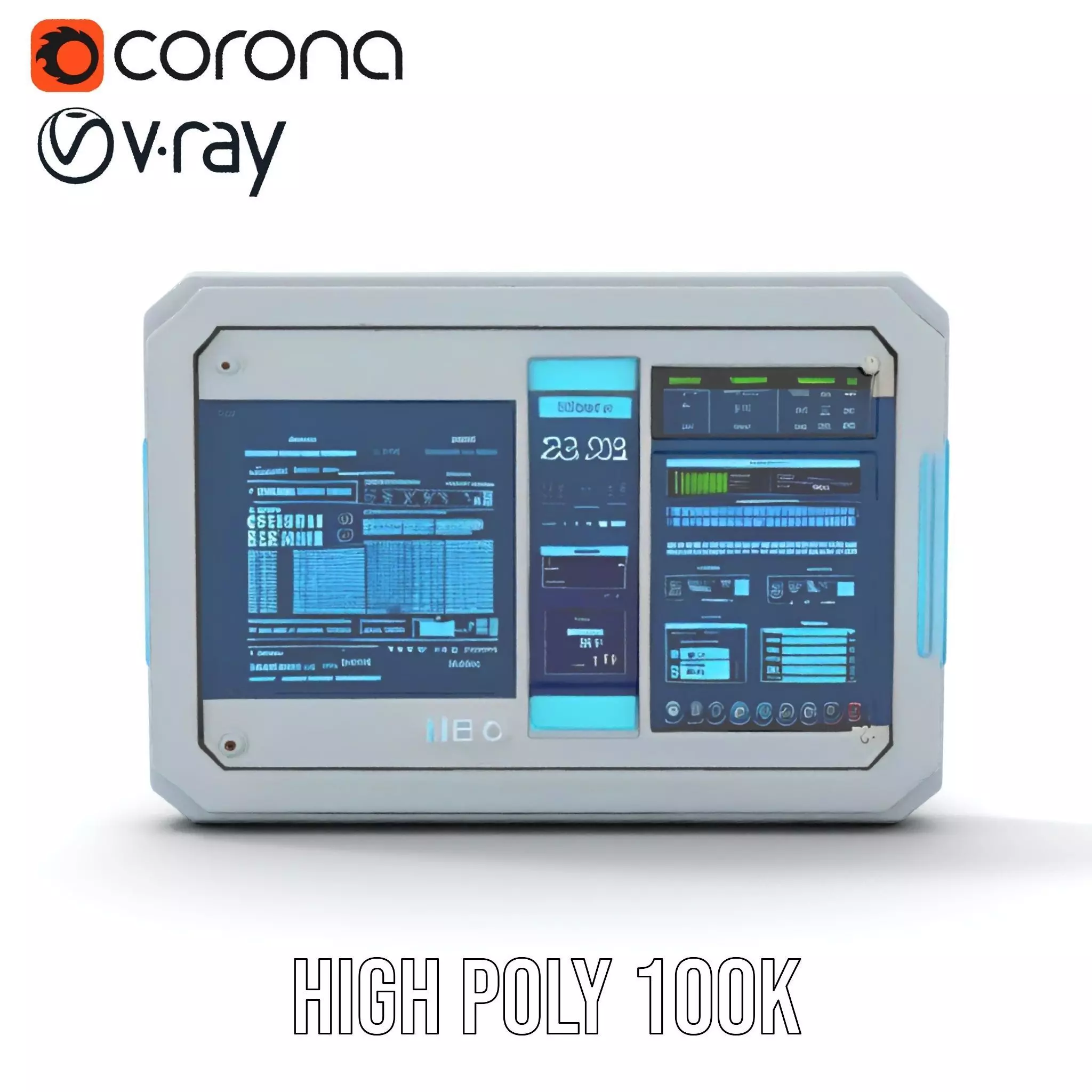 Futuristic Control Panel Holographic Display Model Pack Low-poly 3D model_26