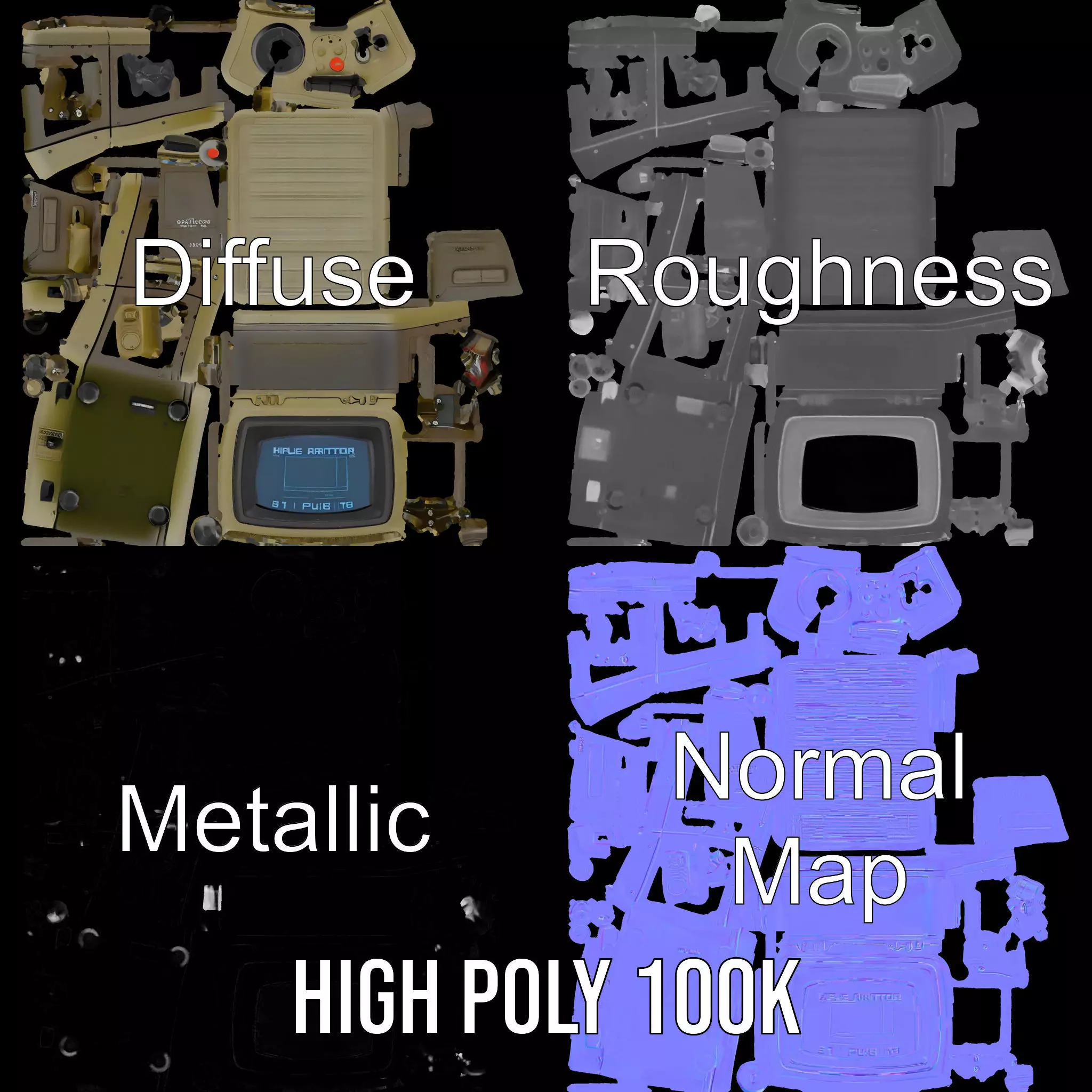 Retro Military Console Model Pack for Vintage Themed Projects Low-poly 3D model_3