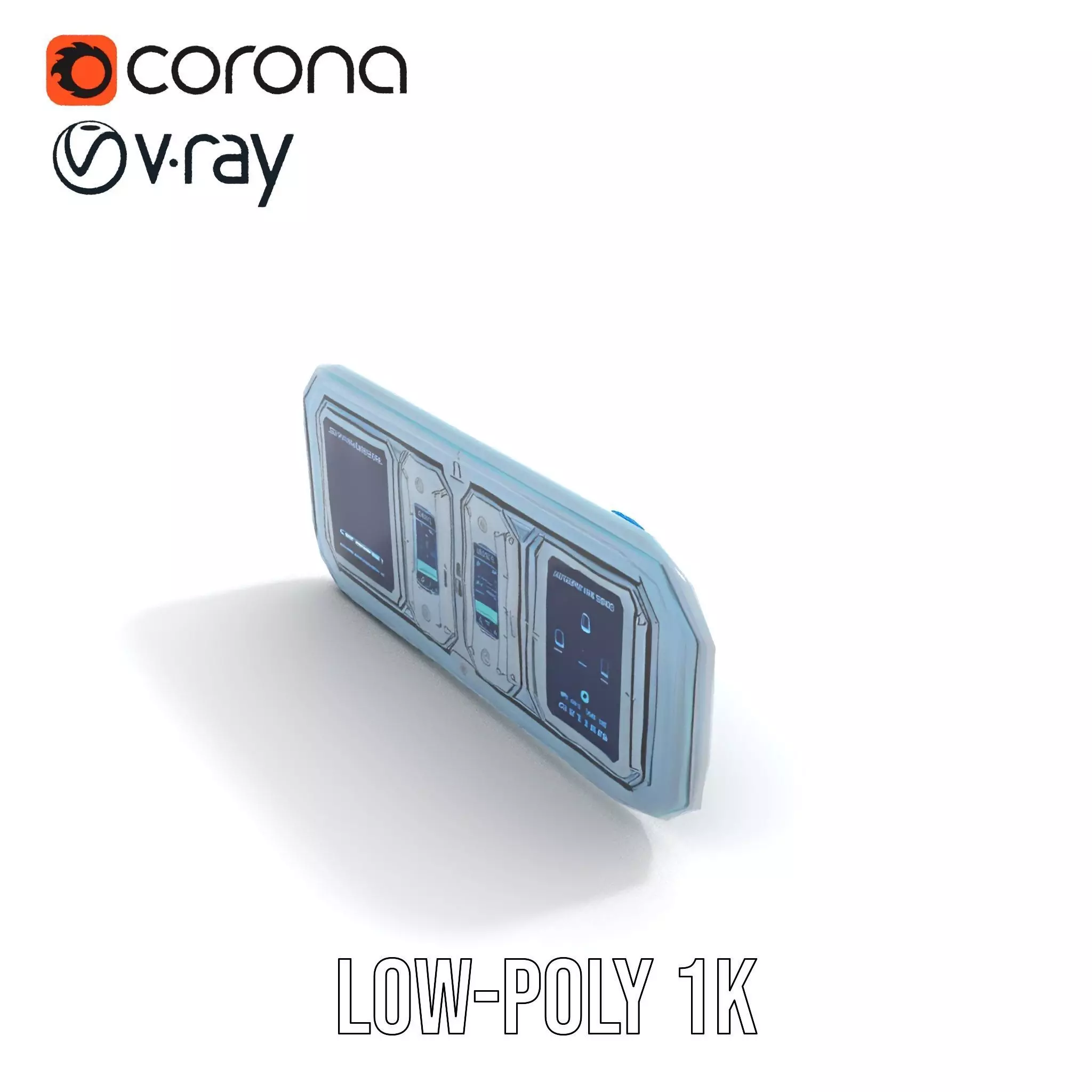 Futuristic Control Panel Model Pack with LED Interface Low-poly 3D model_13