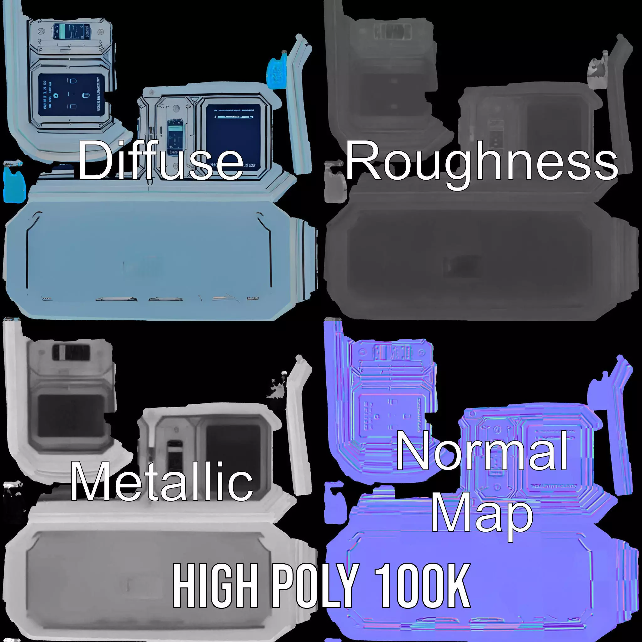 Futuristic Control Panel Model Pack with LED Interface Low-poly 3D model_4