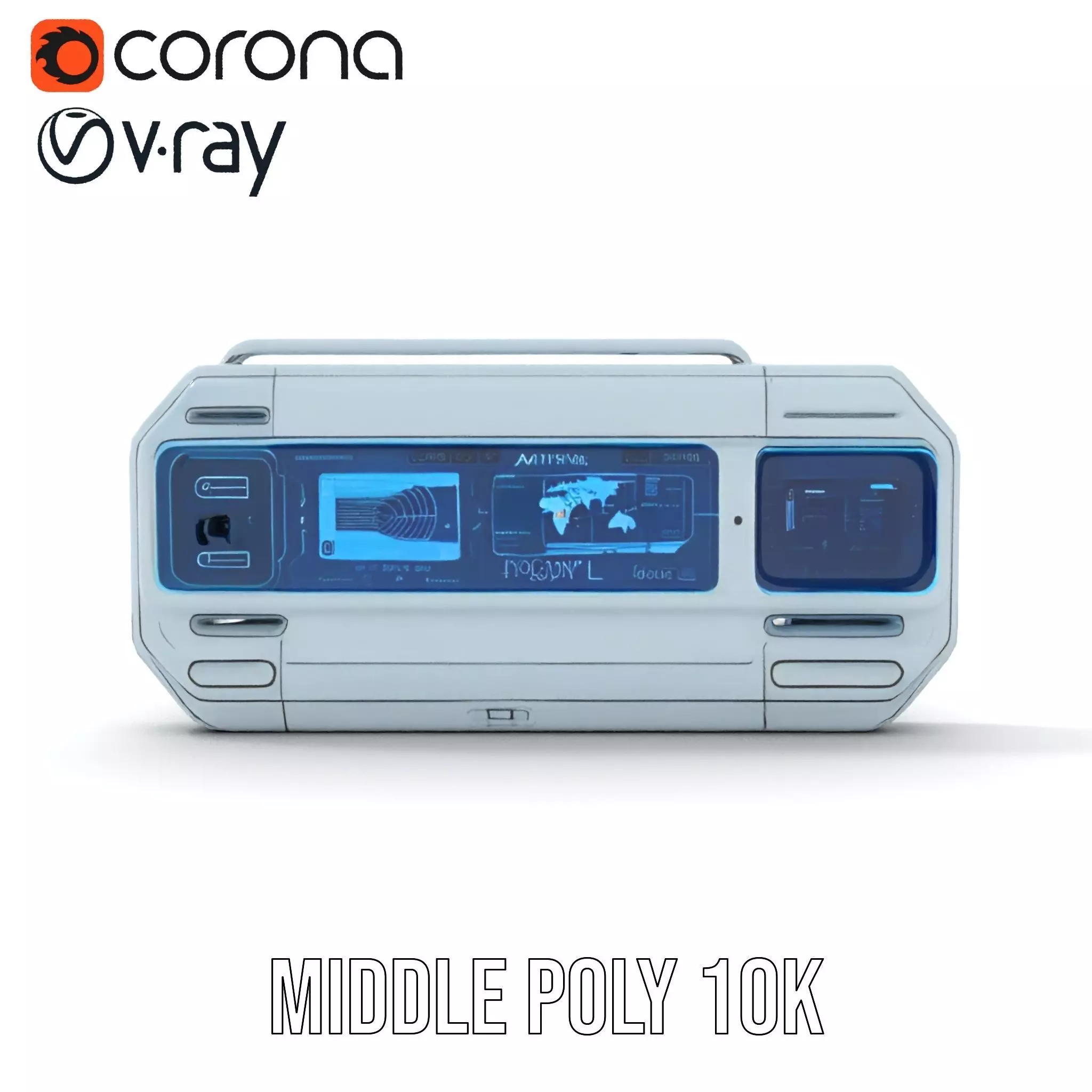 Futuristic Control Panel Model Pack with Interactive Display Low-poly 3D model_13