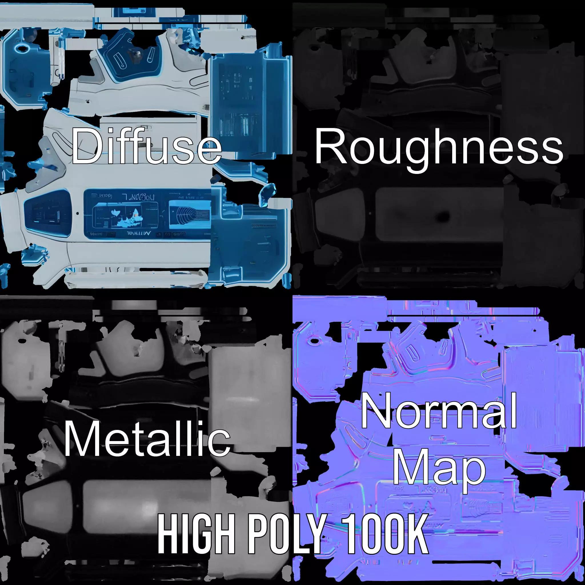 Futuristic Control Panel Model Pack with Interactive Display Low-poly 3D model_3